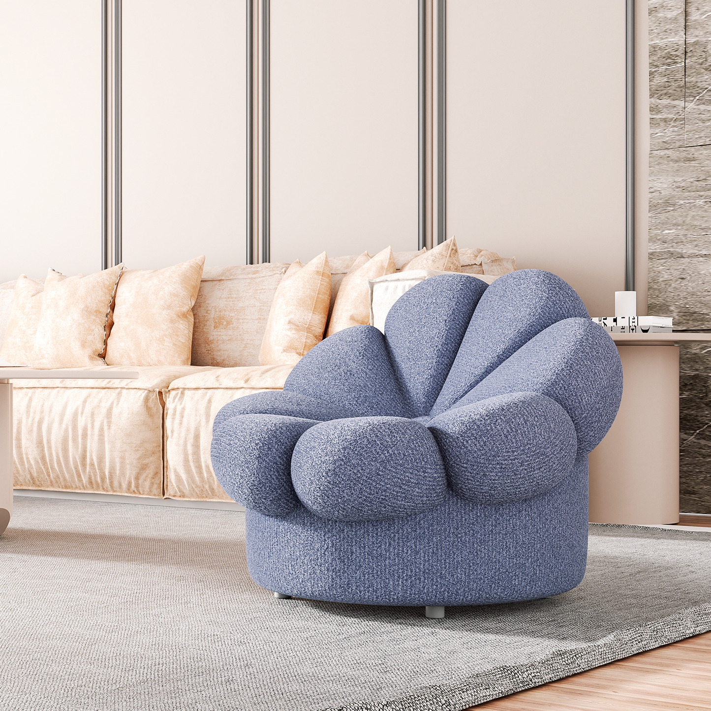 Upholstered Floor Lazy Sofa Couch Gaming Seat - Blooming Flower Shape