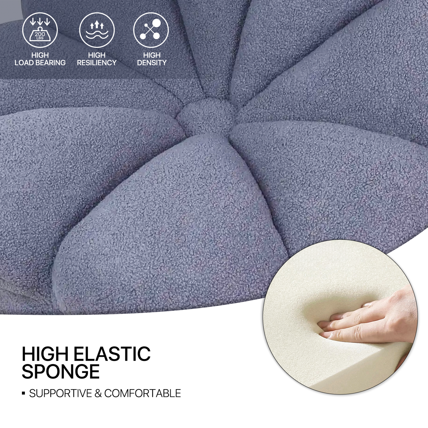 Upholstered Floor Lazy Sofa Couch Gaming Seat - Blooming Flower Shape