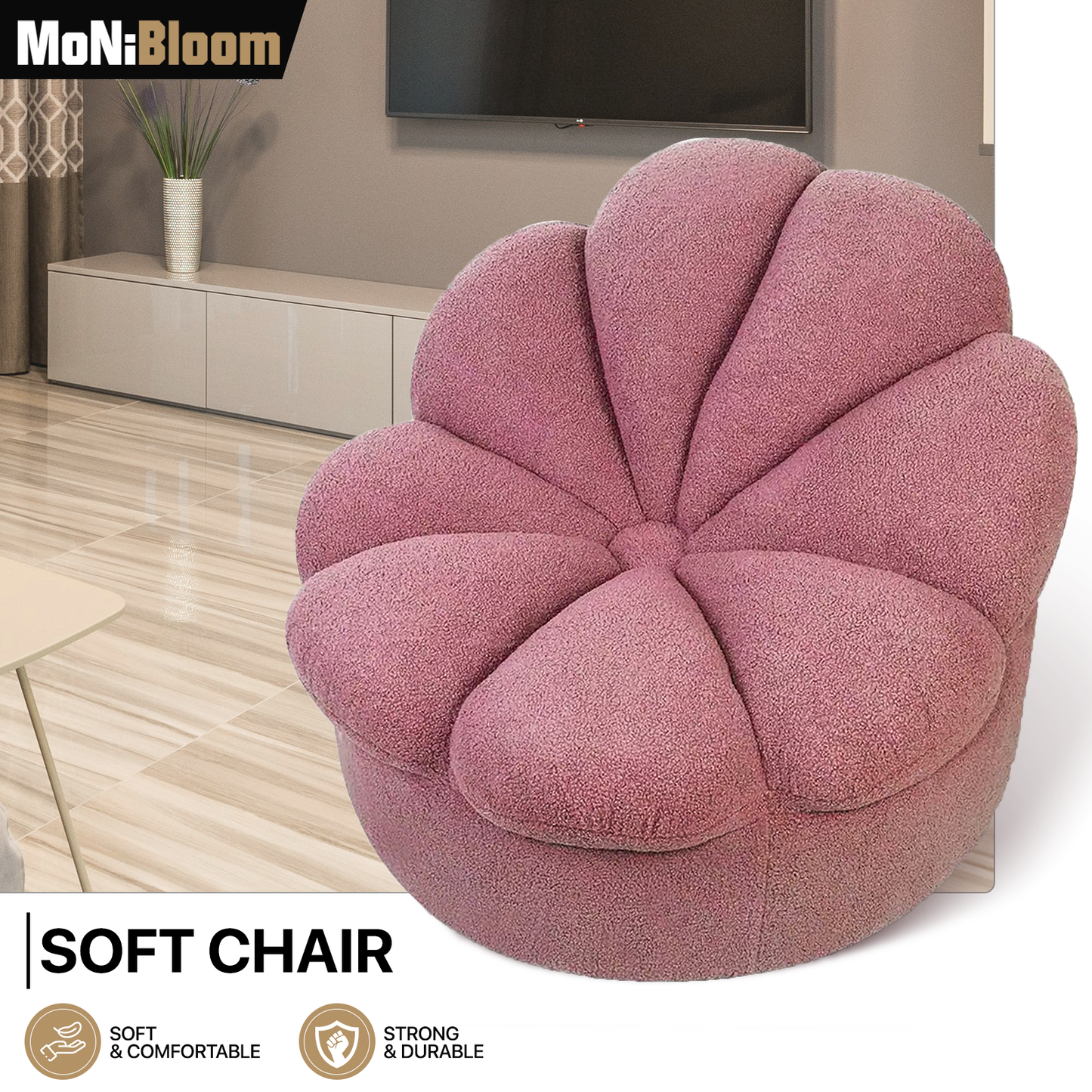 Upholstered Floor Lazy Sofa Couch Gaming Seat - Blooming Flower Shape