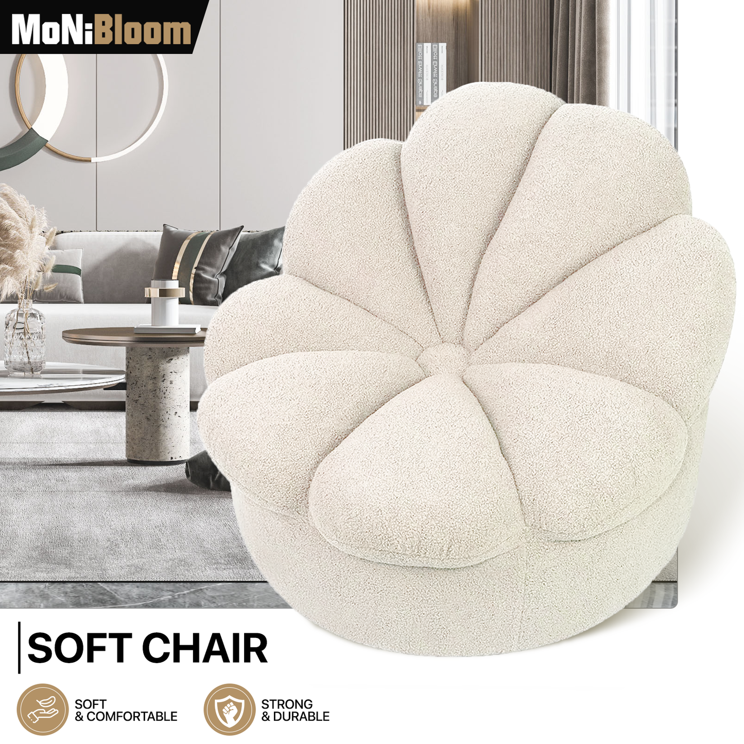 Upholstered Floor Lazy Sofa Couch Gaming Seat - Blooming Flower Shape