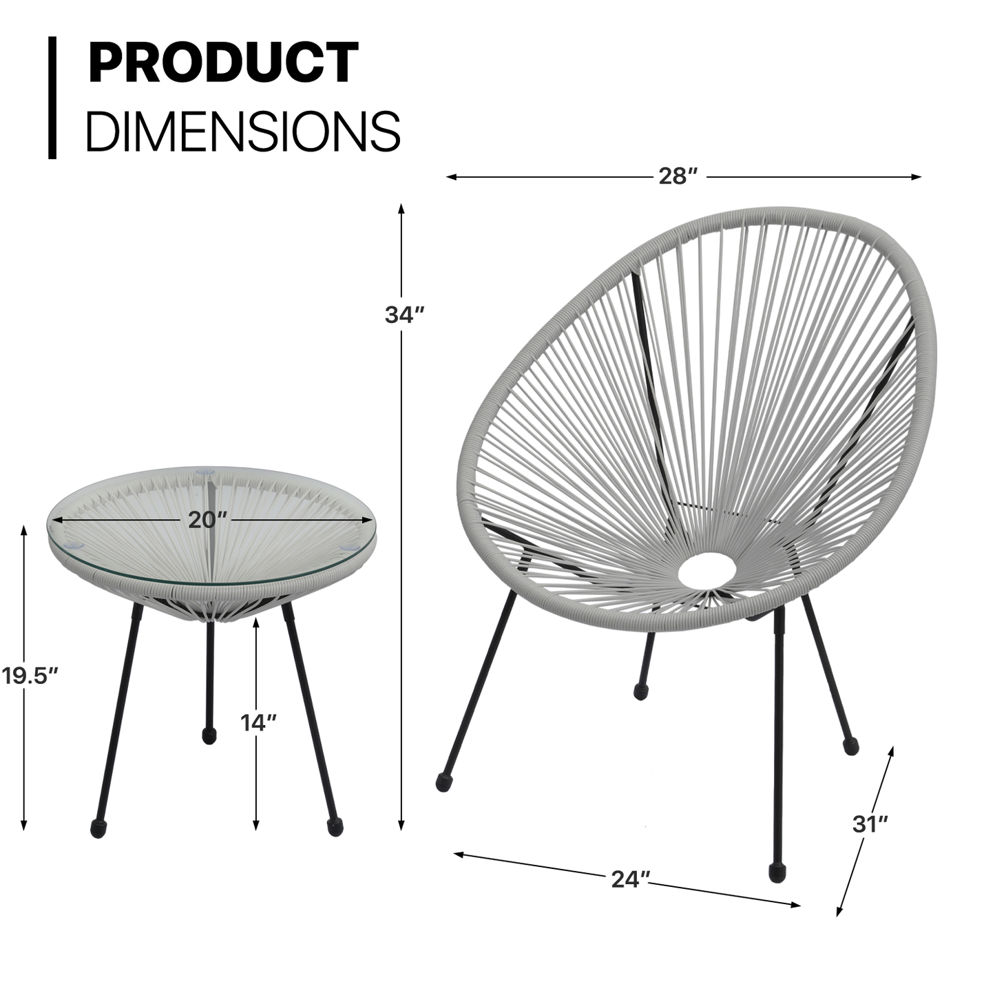 GARDEN PATIO SET-2 CHAIR 1 TABLE