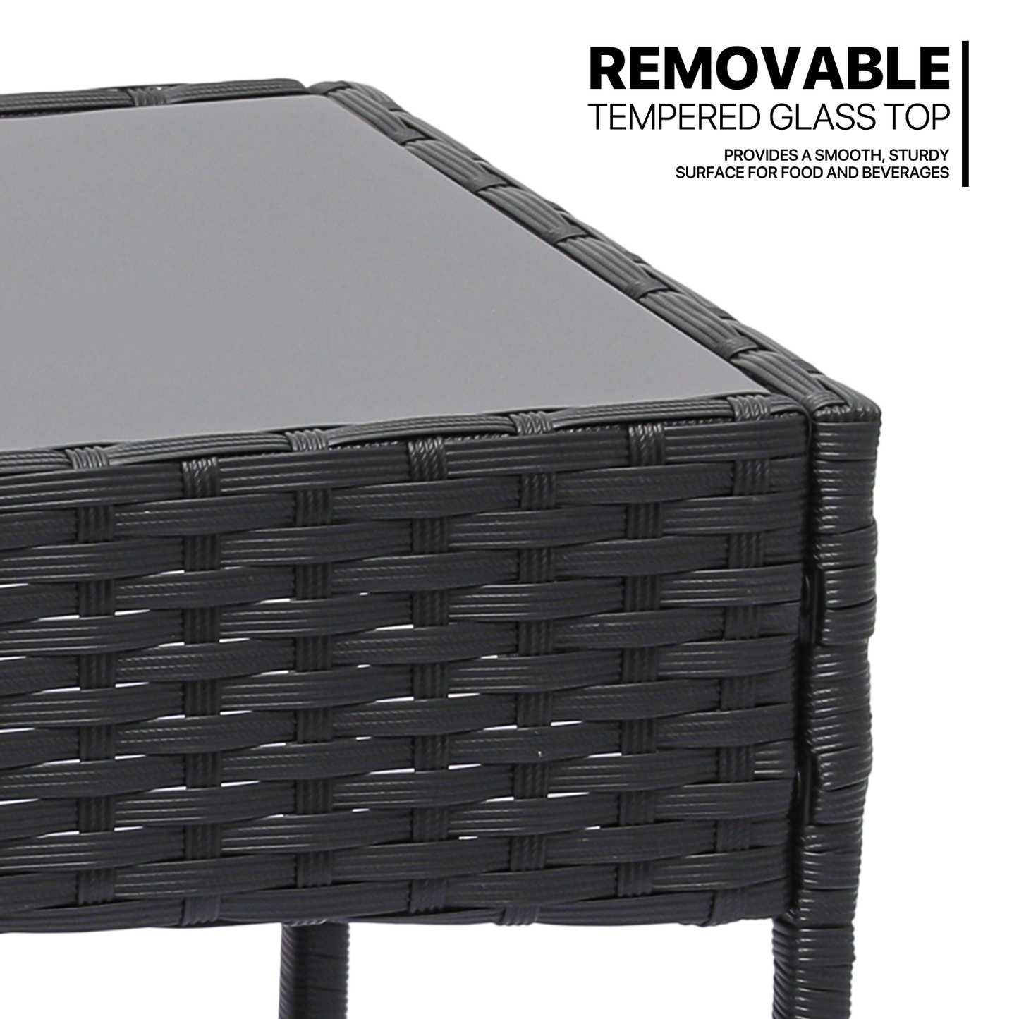 GARDEN PATIO SET-2*Single Chair+1*Love Chair size+ 1*Table-BLACK