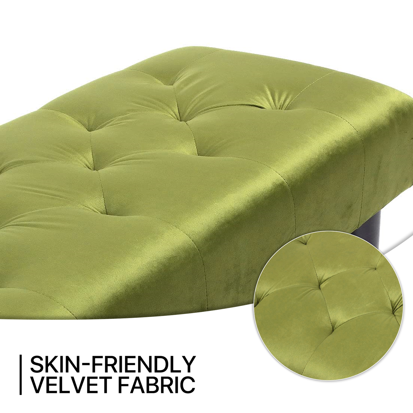 47" Green Tufted Ottoman Modern Rectangle Footstool Upholstered Bench Wood Foot