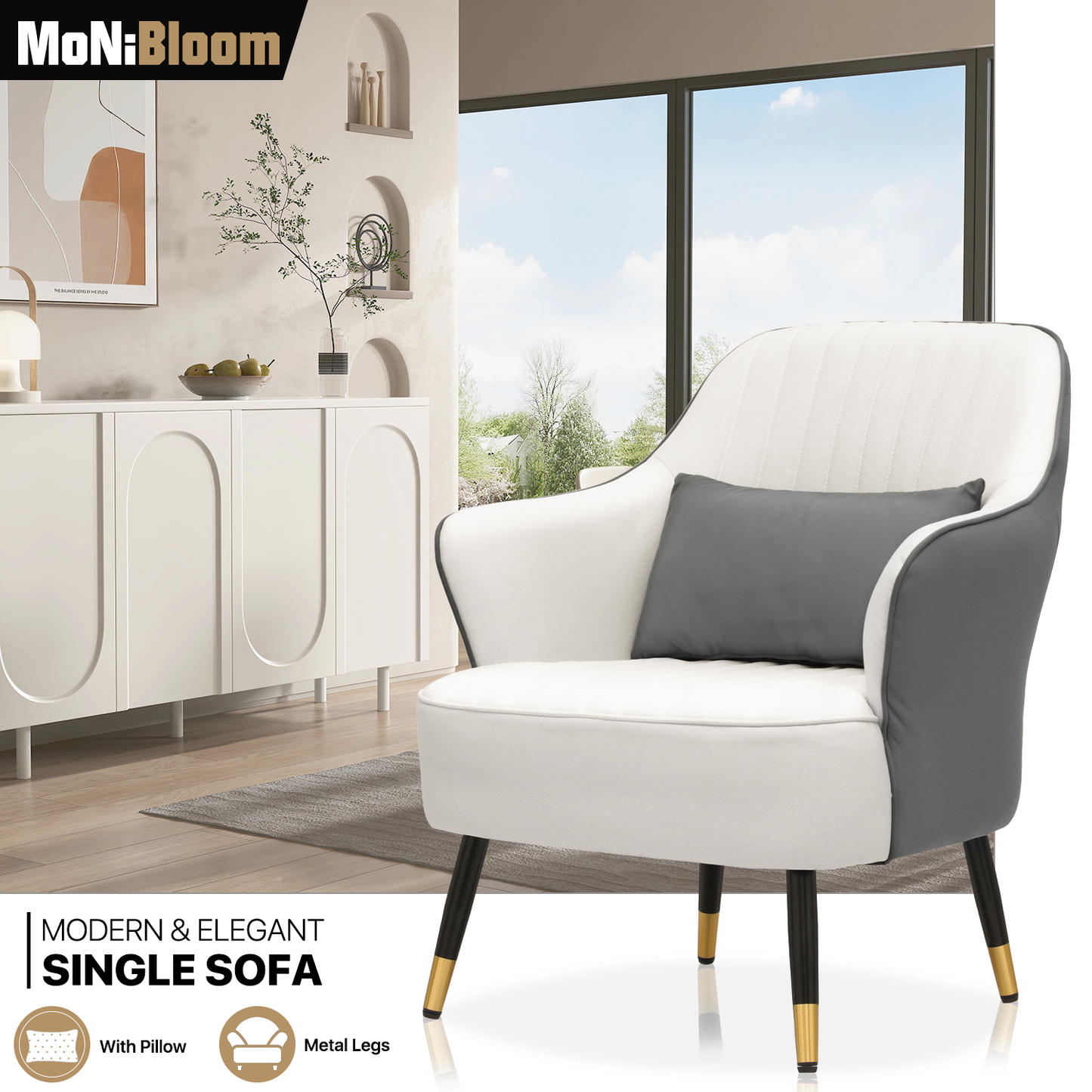 Laux Leather Accent Chair - Single Sofa - 30" Width
