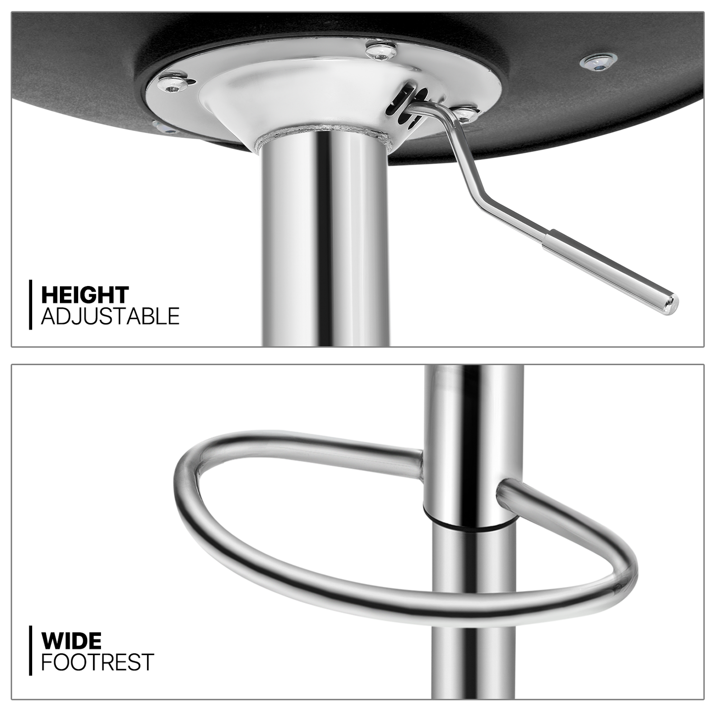 Set of 2 Swivel Plastic Bar Stool with PU Leather Seat Pad