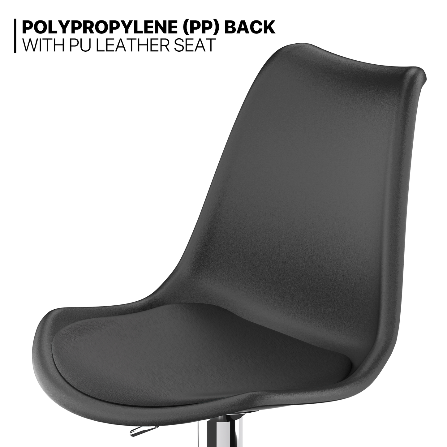 Set of 2 Swivel Plastic Bar Stool with PU Leather Seat Pad