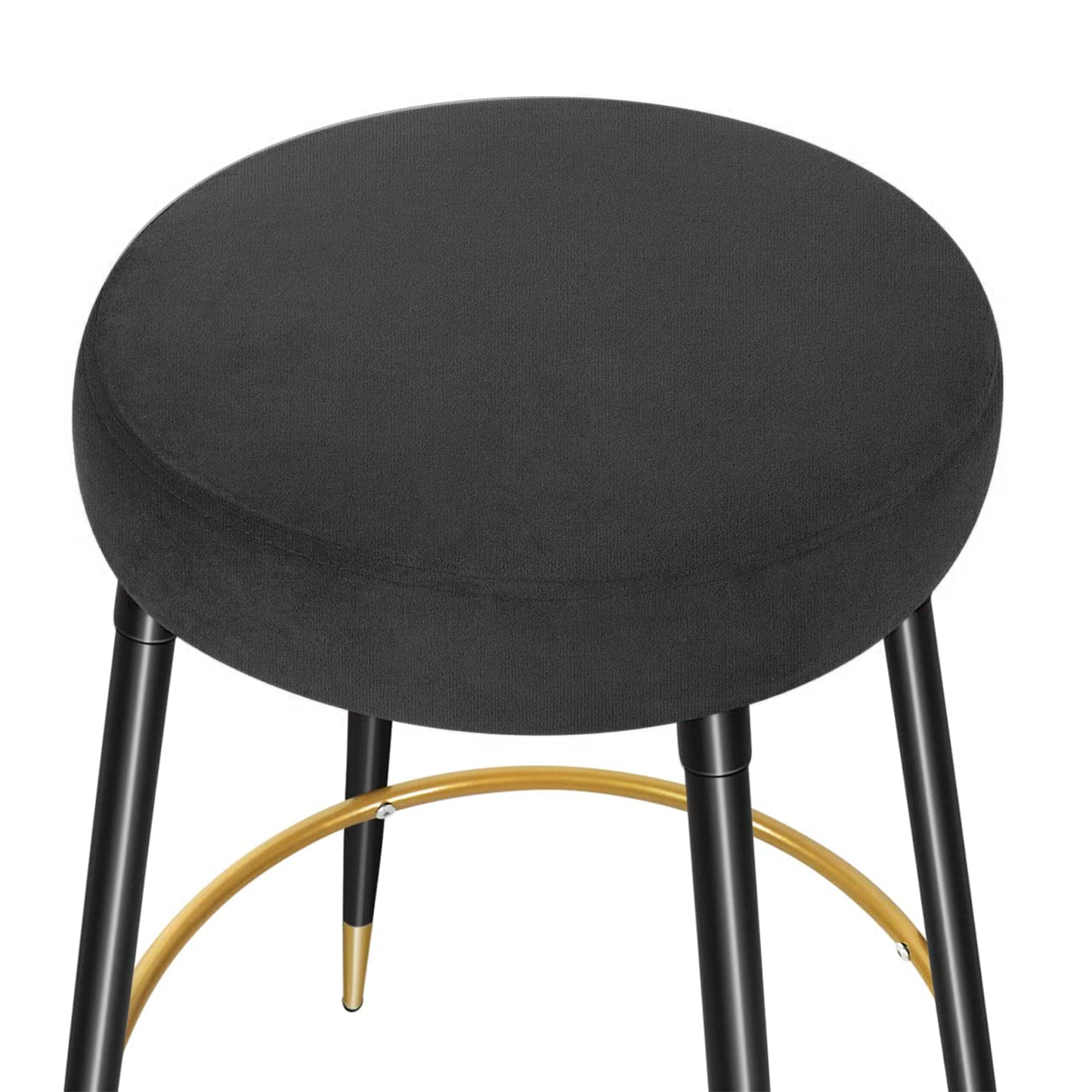 Set of 2 Velvet Counter Bar Stools Upholstered Round Backless Seat - 29.5"H