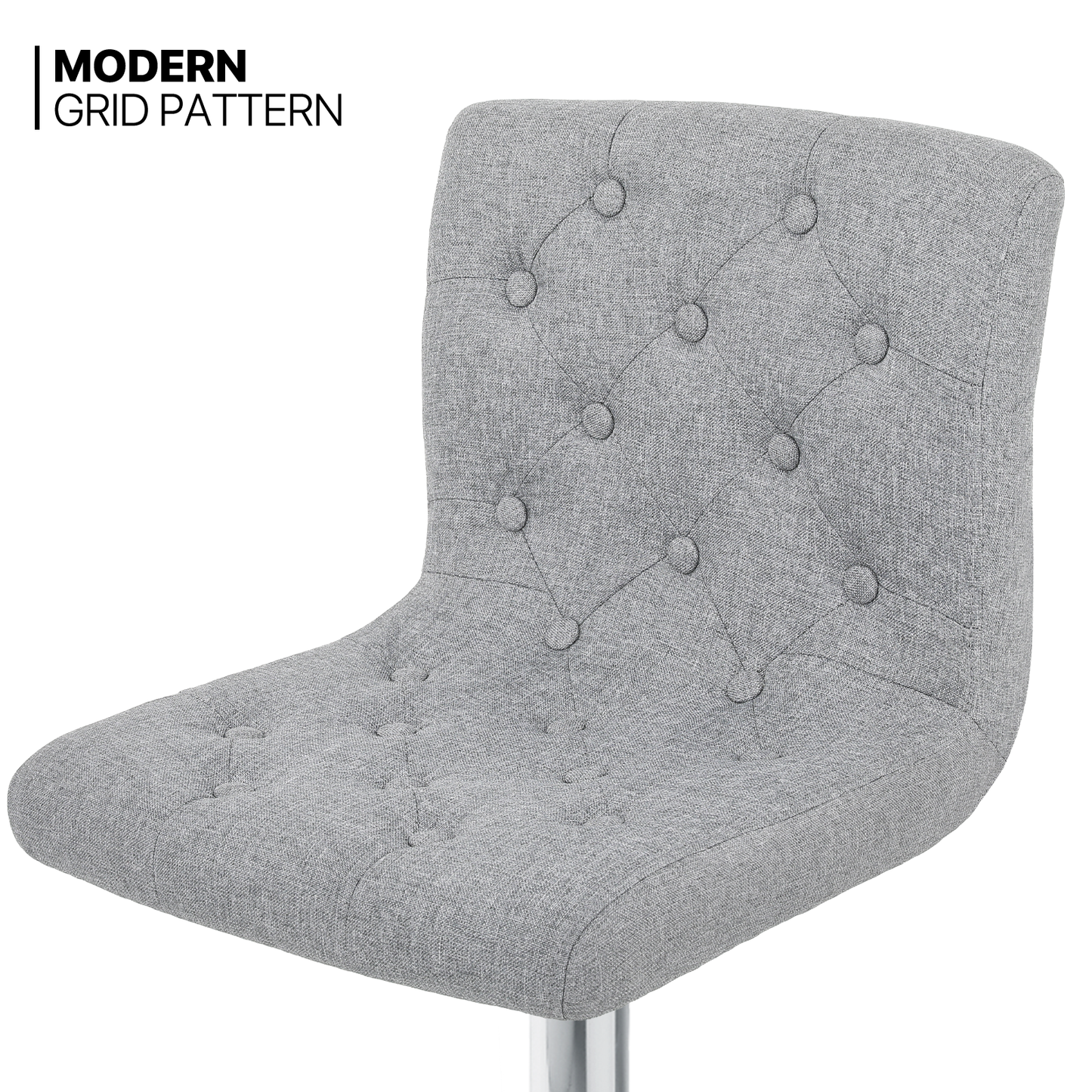 Set of 2 Adjustable 360 Degree Swivel Backrest Fabric Bar Stools Button-Tufted