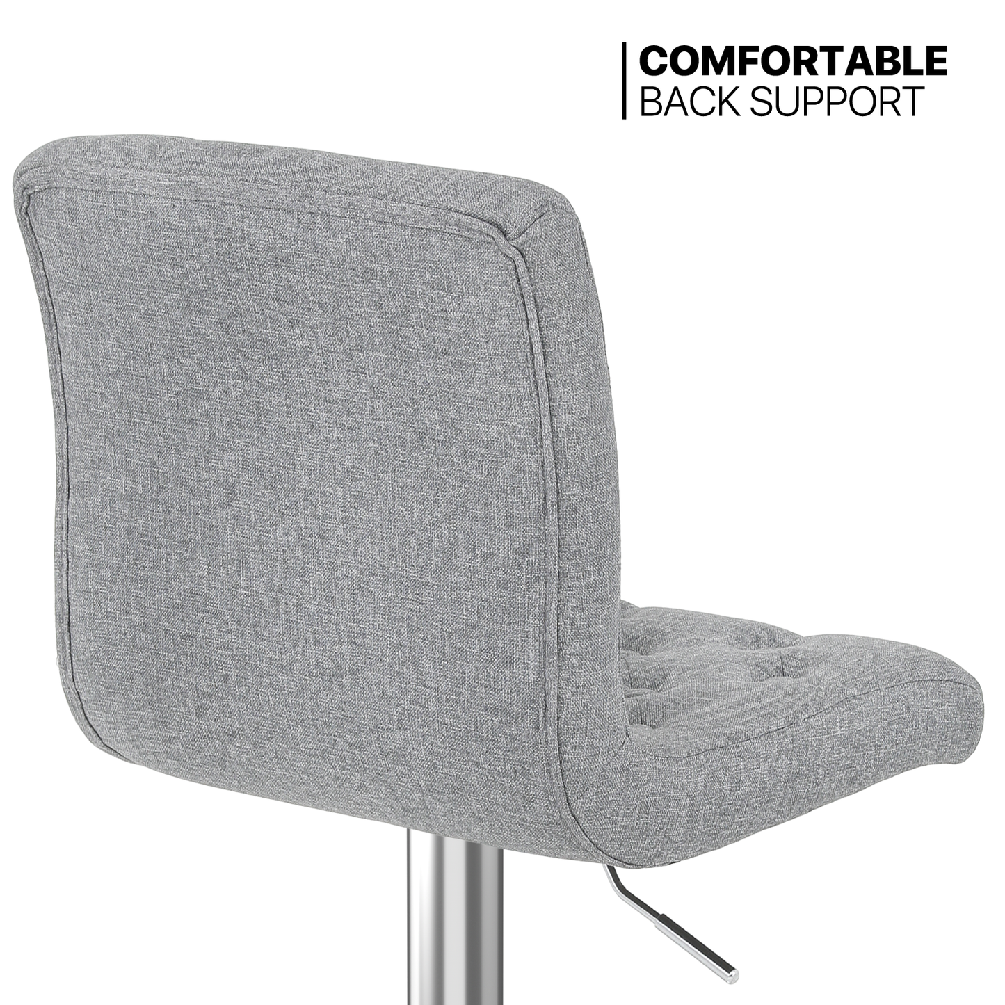 Set of 2 Adjustable 360 Degree Swivel Backrest Fabric Bar Stools Button-Tufted
