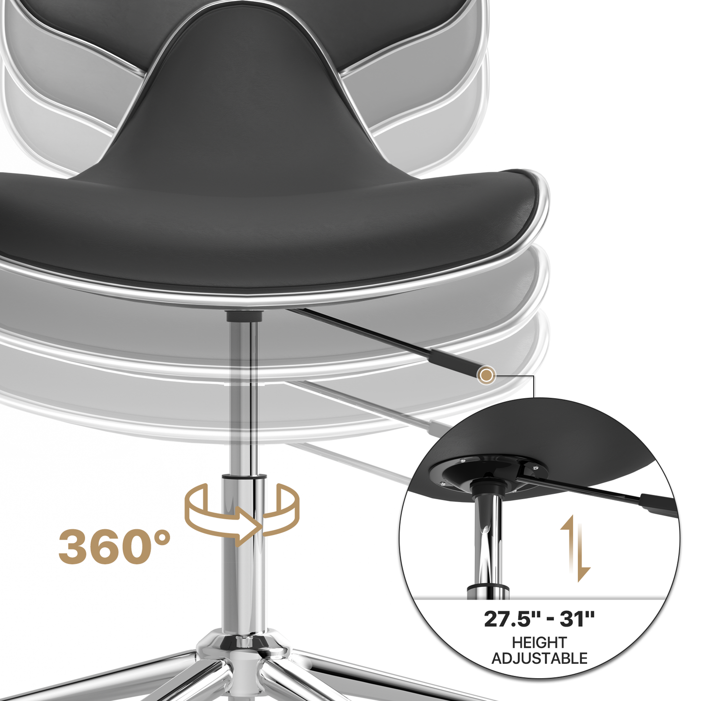 2x Rolling Spa Stools Salon Chair Adjustable Swivel Back Support Bar Stool