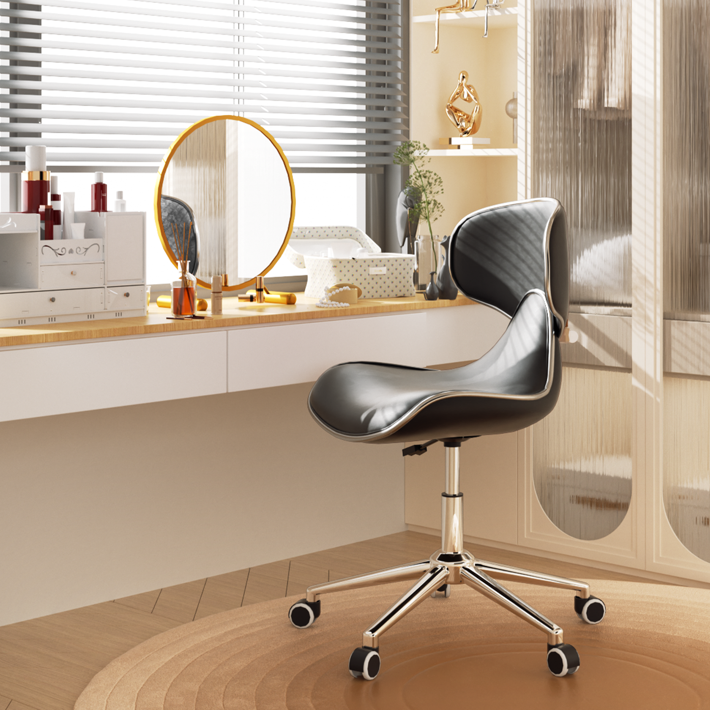 2x Rolling Spa Stools Salon Chair Adjustable Swivel Back Support Bar Stool