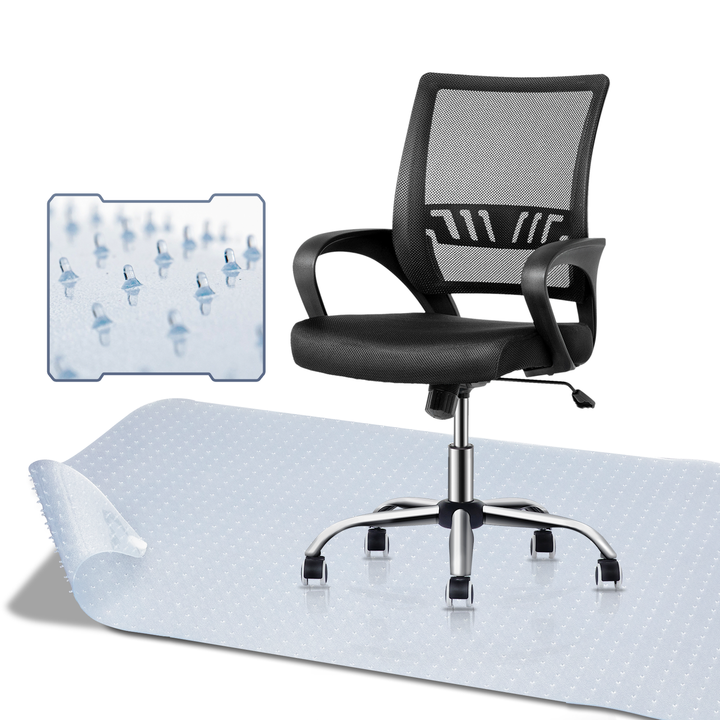 Mesh Task Chair - 29" x 47" Studded Mat Set