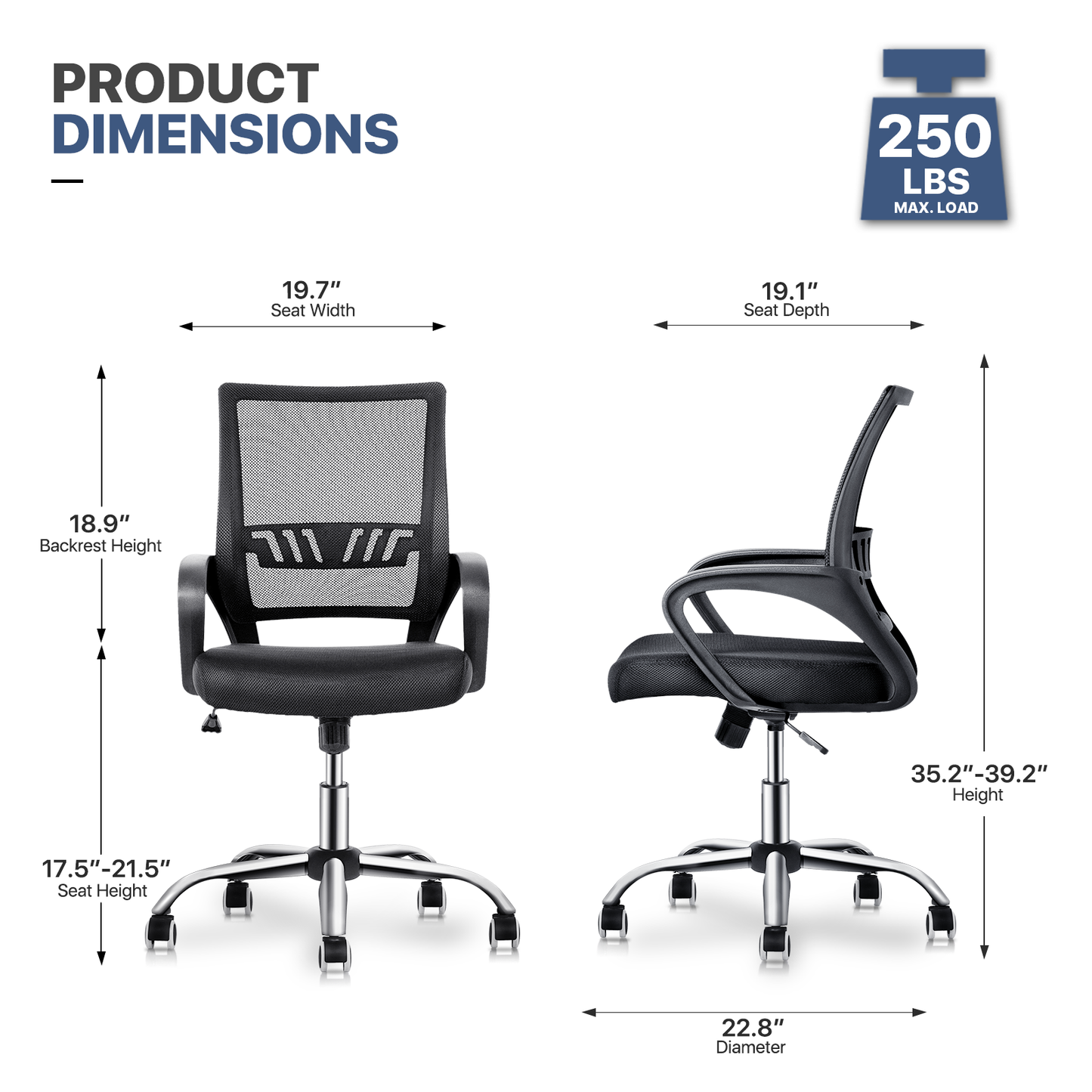 Mesh Task Chair - 29" x 47" Studded Mat Set