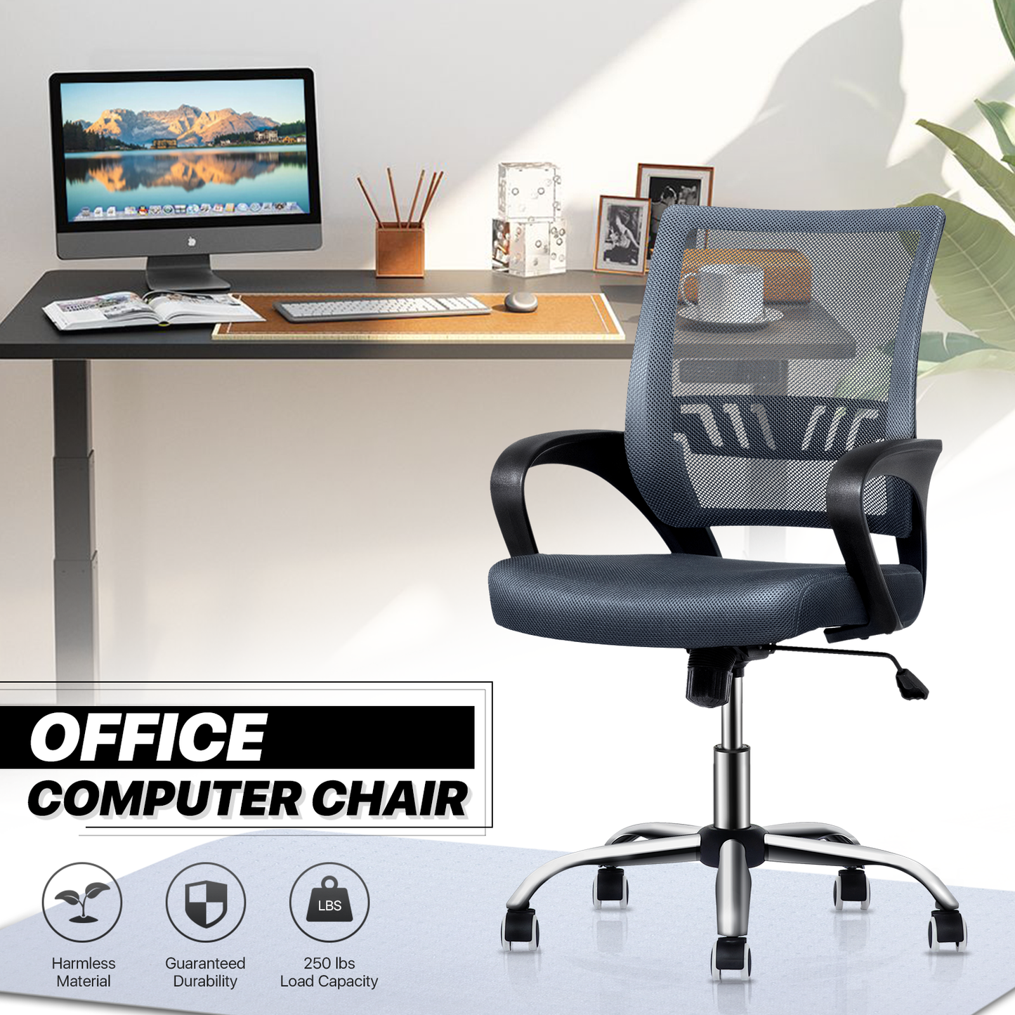 Mesh Task Chair - 29" x 47" Studded Mat Set