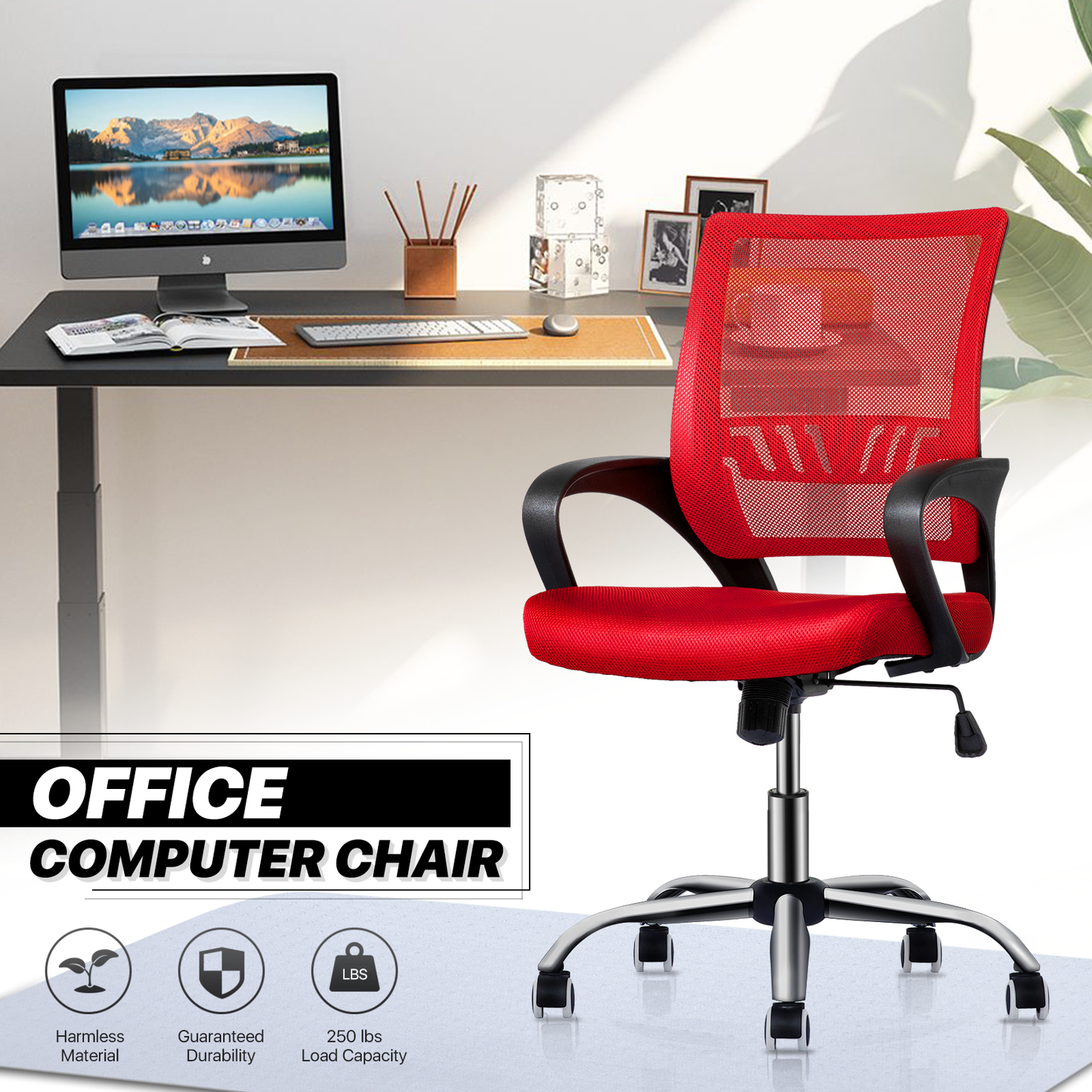 Mesh Task Chair - 29" x 47" Studded Mat Set