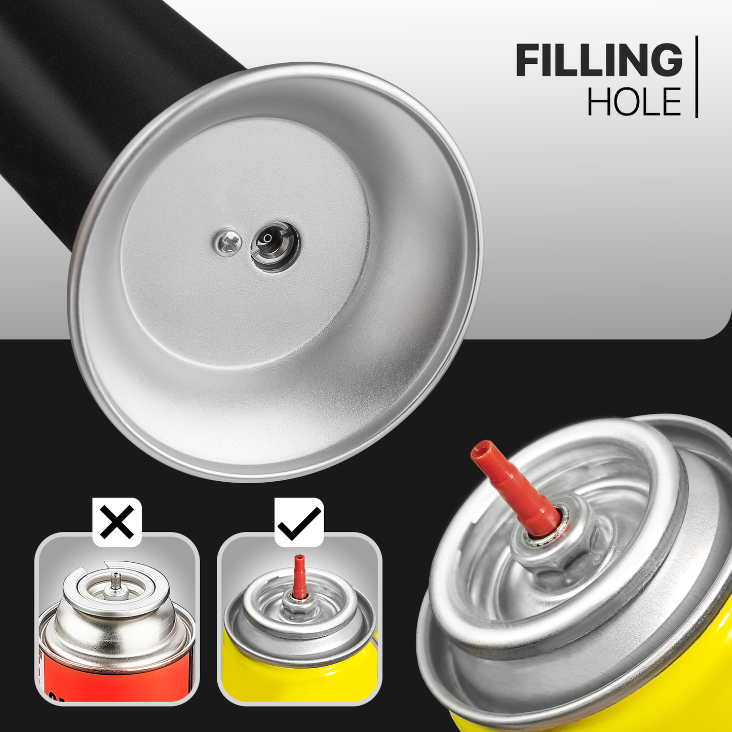 Butane Torch Lighter - Adjustable Flame Length+Safe Lock - w/Continuous Flame Mode