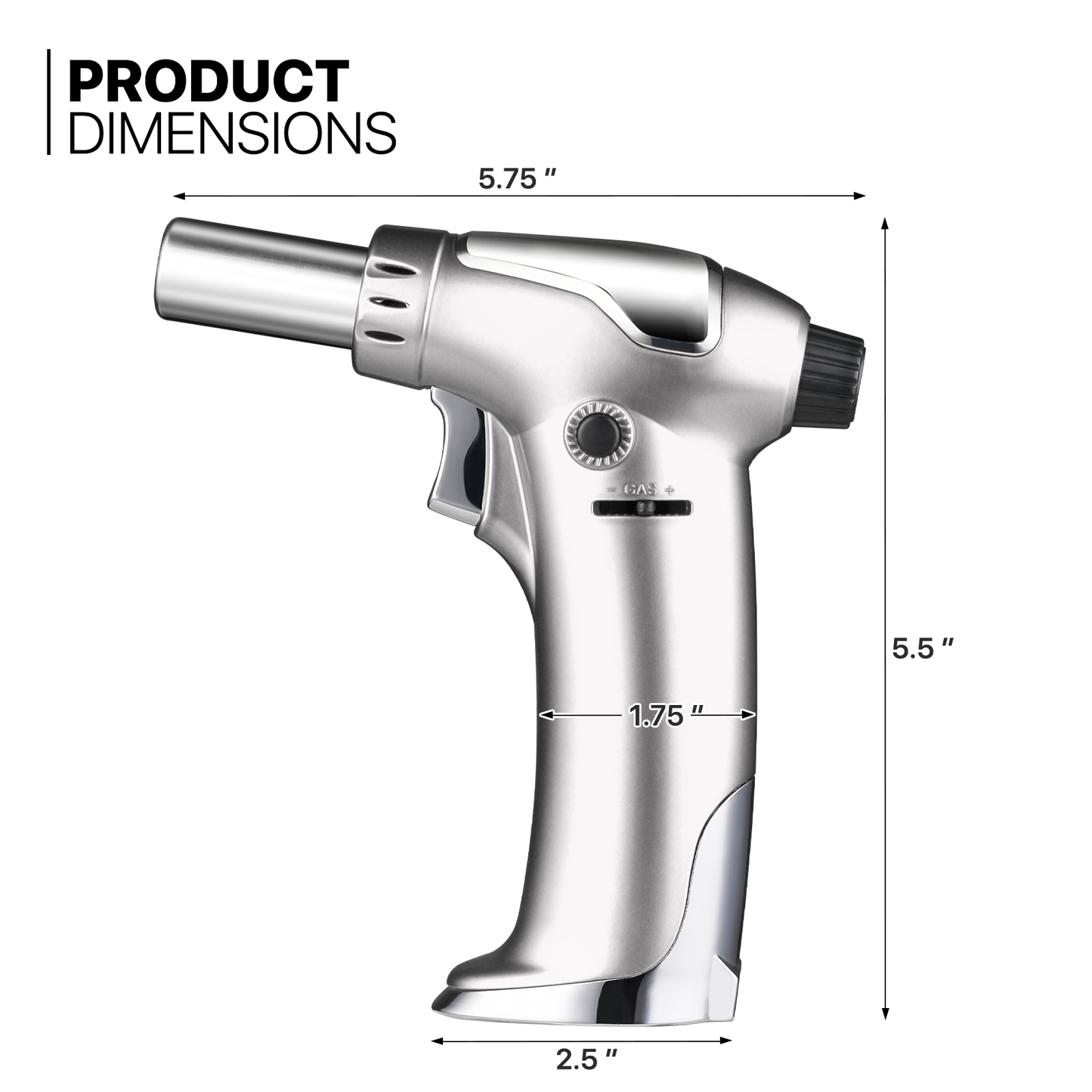 Butane Torch Lighter - Adjustable Flame Length+Safe Lock - w/Continuous Flame Mode