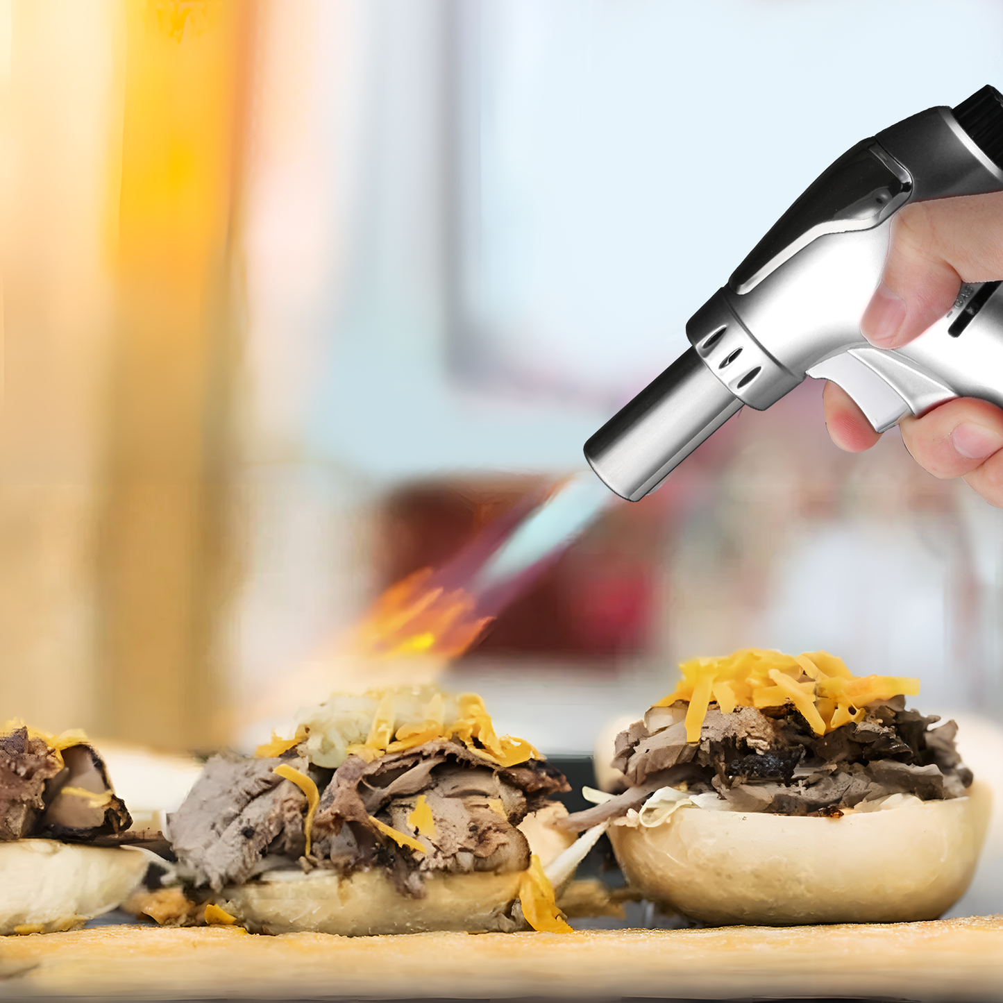 Butane Torch Lighter - Adjustable Flame Length+Safe Lock - w/Continuous Flame Mode