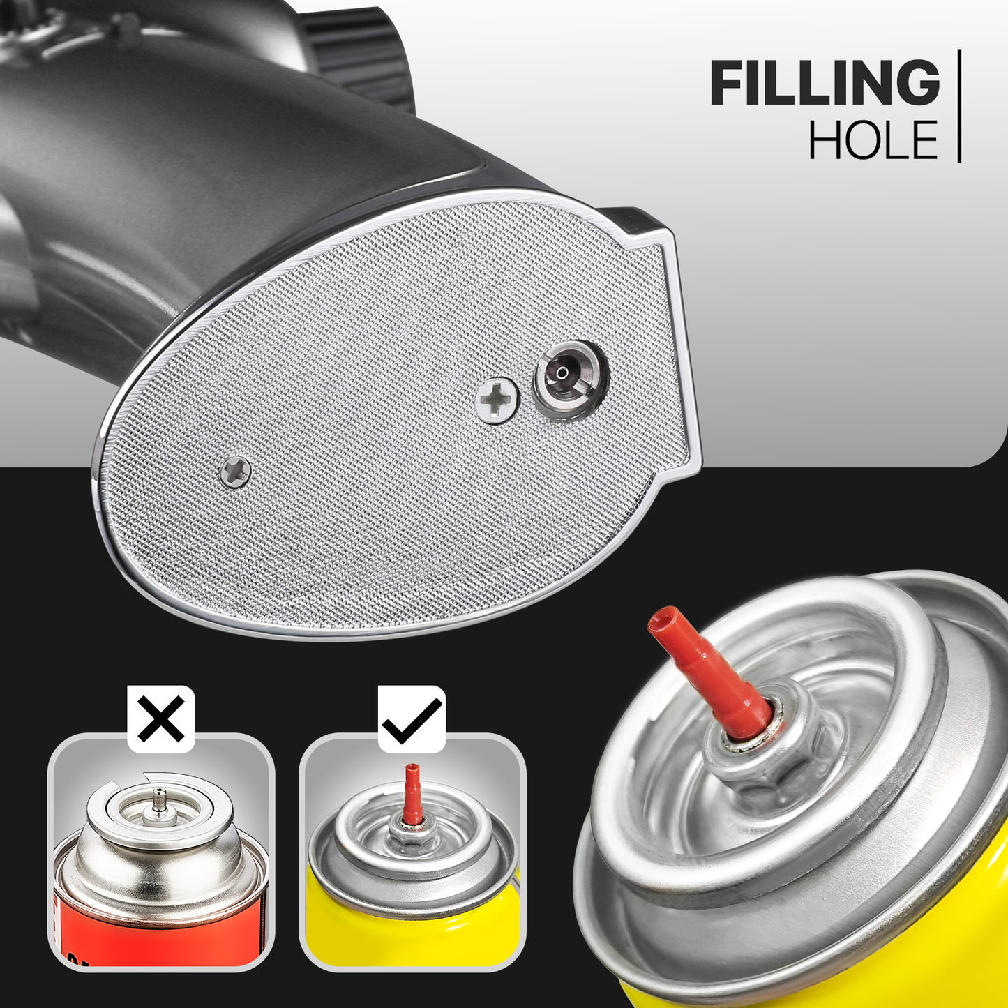 Butane Torch Lighter - Adjustable Flame Length+Safe Lock - w/Continuous Flame Mode