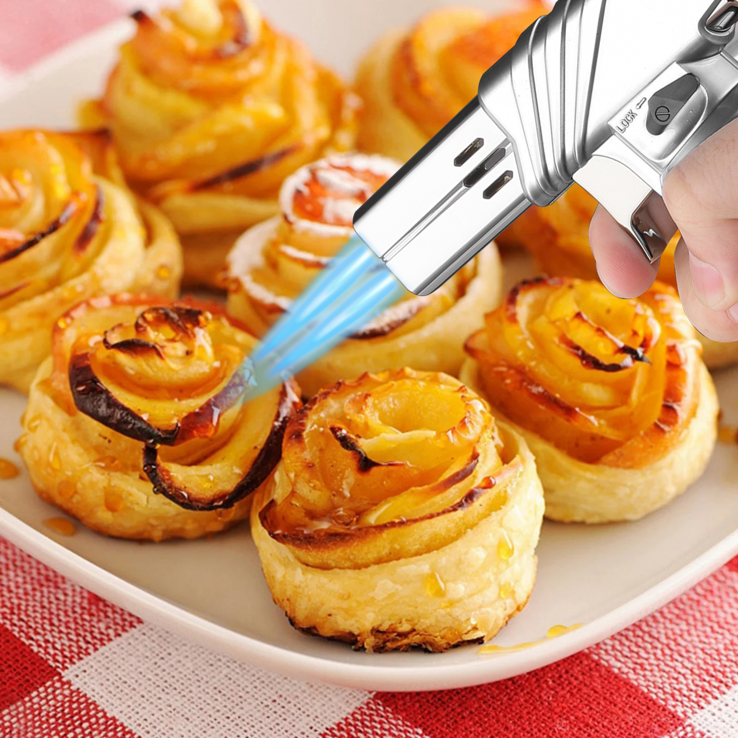 Butane Torch Lighter - Adjustable Flame Length+Safe Lock - w/Continuous Flame Mode