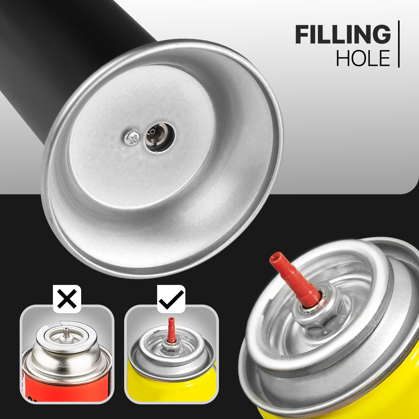 Butane Torch Lighter - Adjustable Flame Length+Safe Lock - w/Continuous Flame Mode