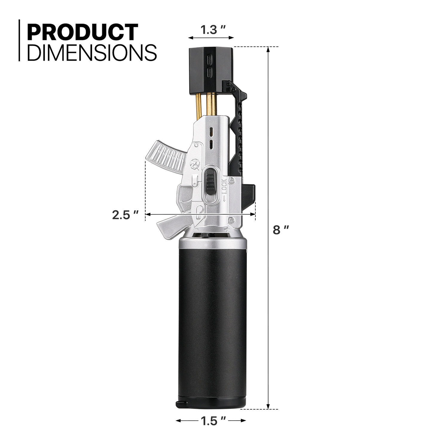 Butane Torch Lighter - Adjustable Flame Length+Safe Lock - w/Continuous Flame Mode
