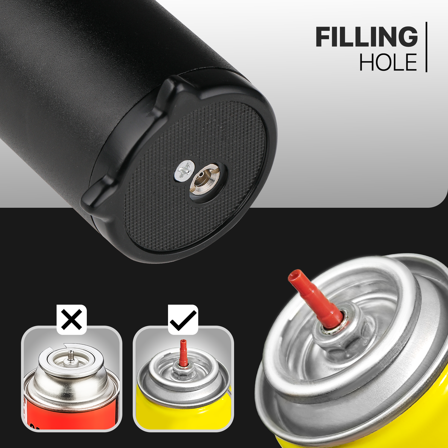 Butane Torch Lighter - Adjustable Flame Length+Safe Lock - w/Continuous Flame Mode