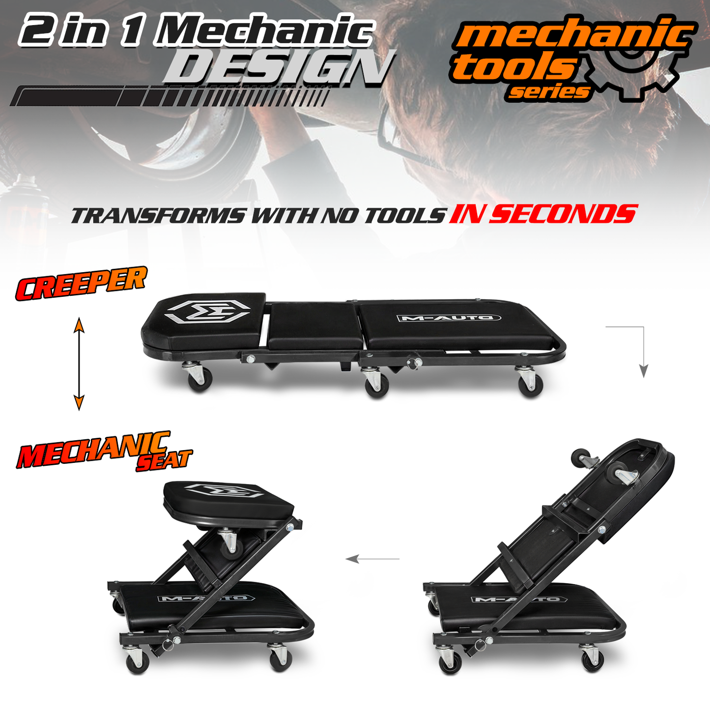 Creeper/Seat - Foldable - 35.5 in. L 16 in. W 3.5 in. H