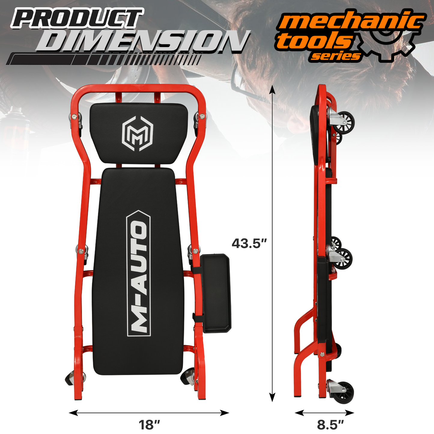 Foldable 43.5'' Length Creeper Seat