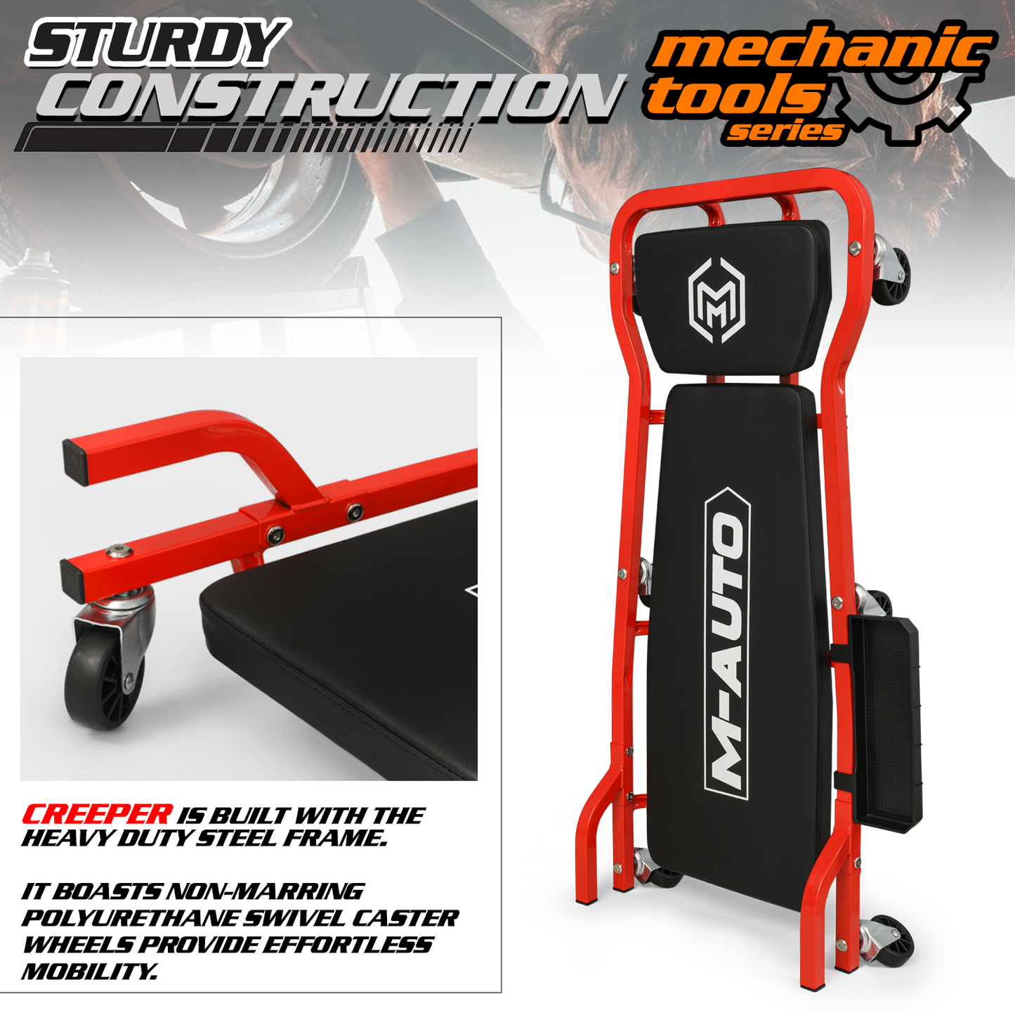 Foldable 43.5'' Length Creeper Seat