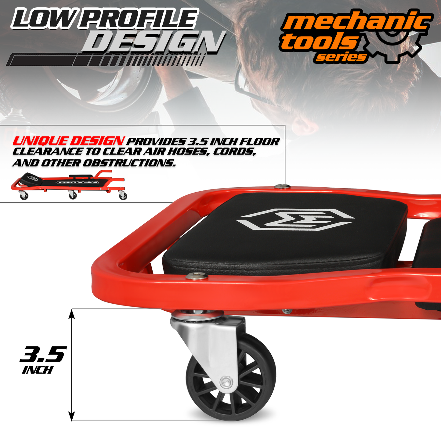 Foldable 43.5'' Length Creeper Seat
