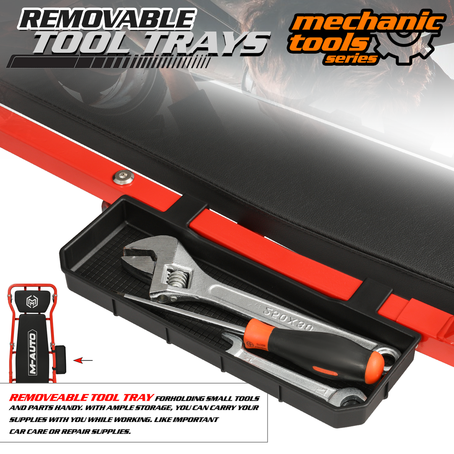 Foldable 43.5'' Length Creeper Seat