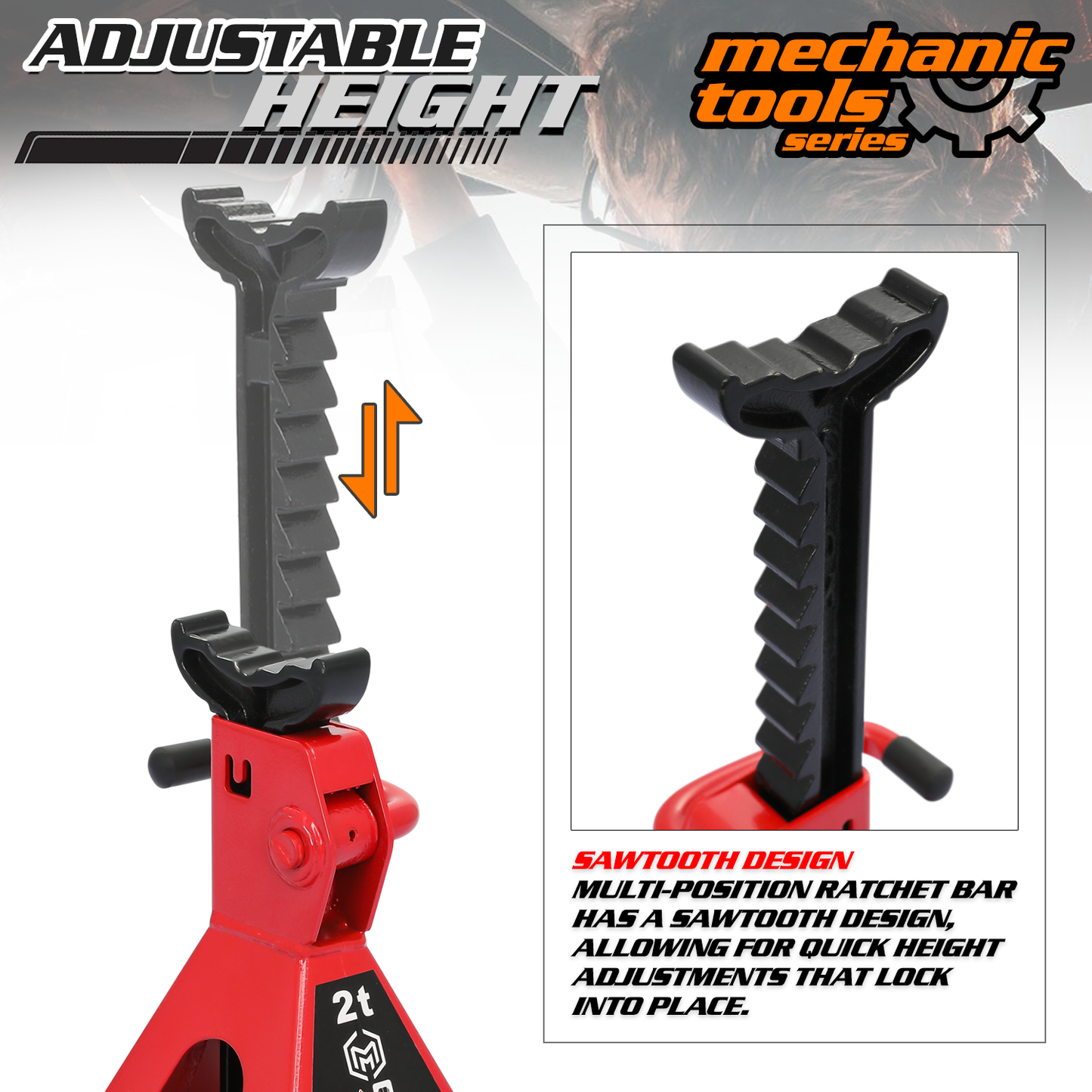 Hydraulic Floor Jack Set - 2 Ton Load-Bearing - 1 Floor Jack, 2 Jack Stands