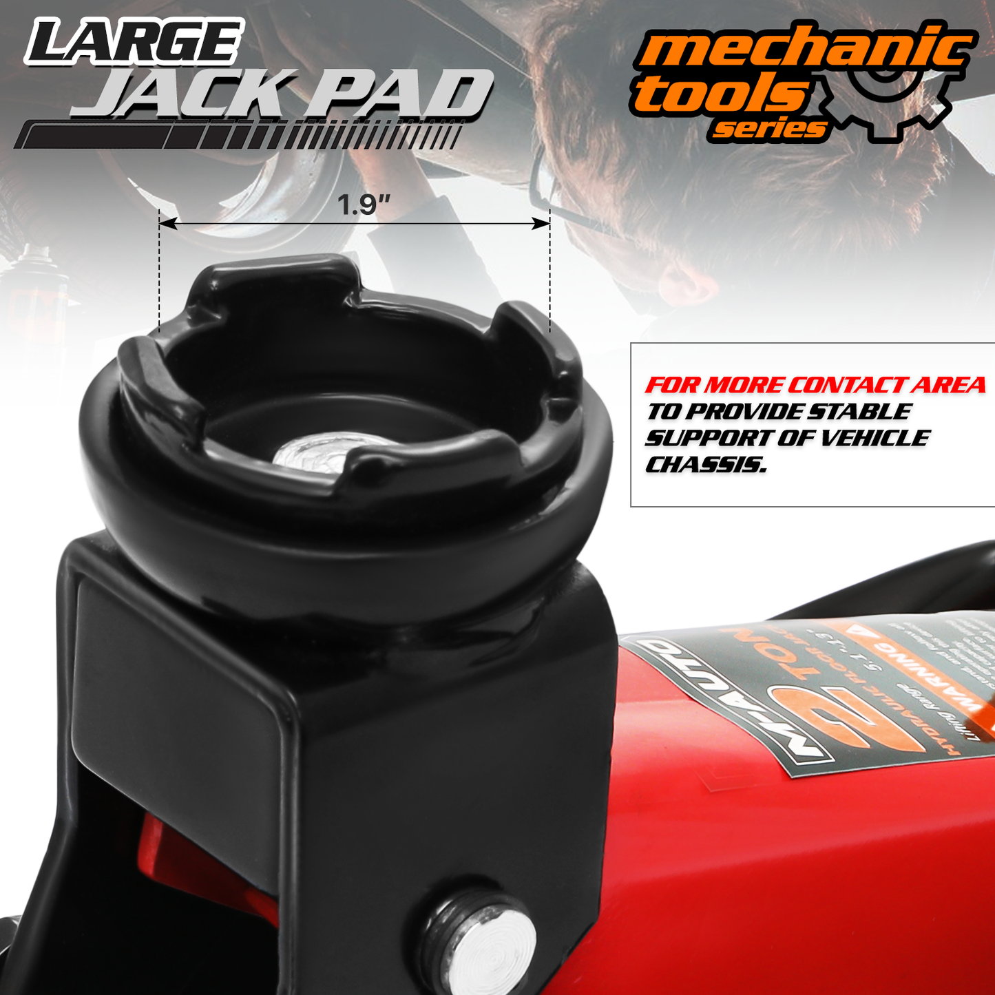 Hydraulic Floor Jack Set - 2 Ton Load-Bearing - 1 Floor Jack, 2 Jack Stands