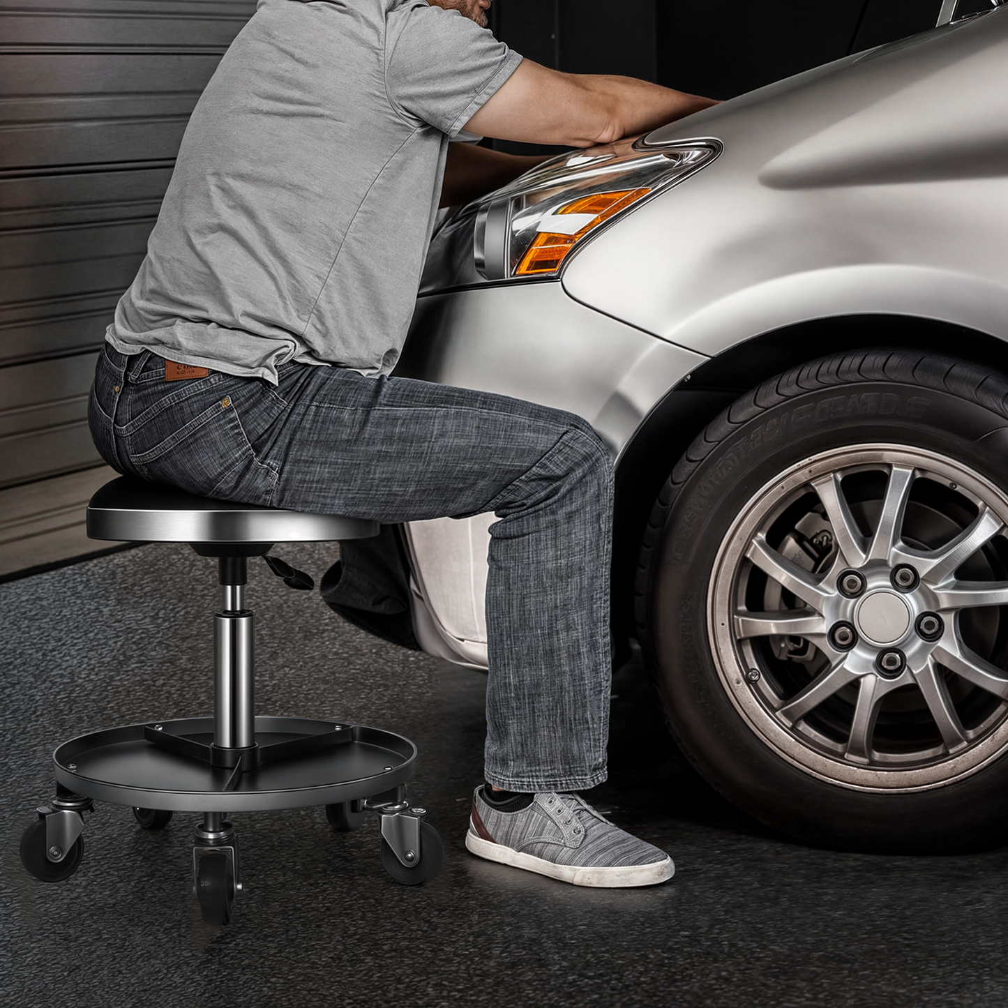 Adjustable Height Round Roller Seat