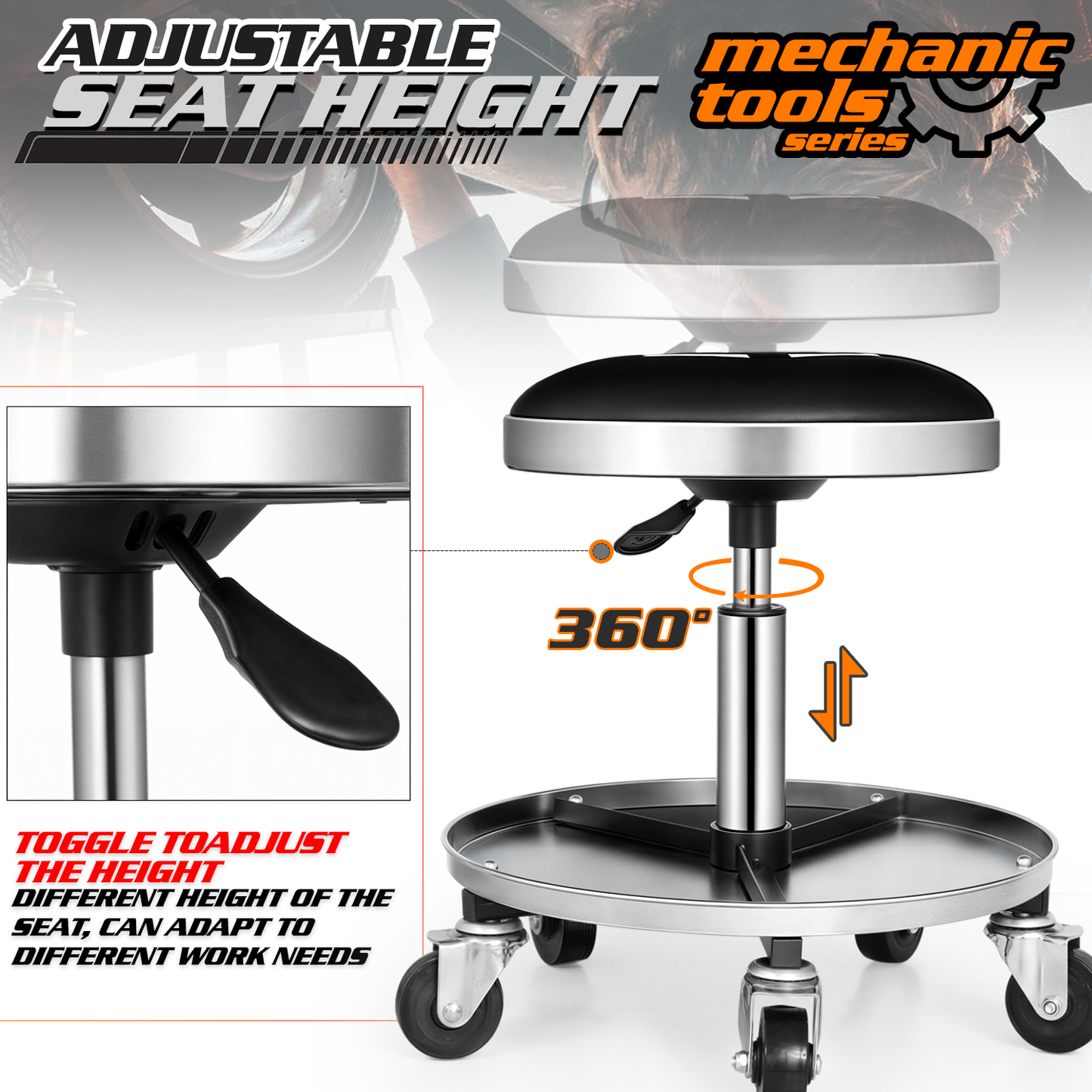 Adjustable Height Round Roller Seat