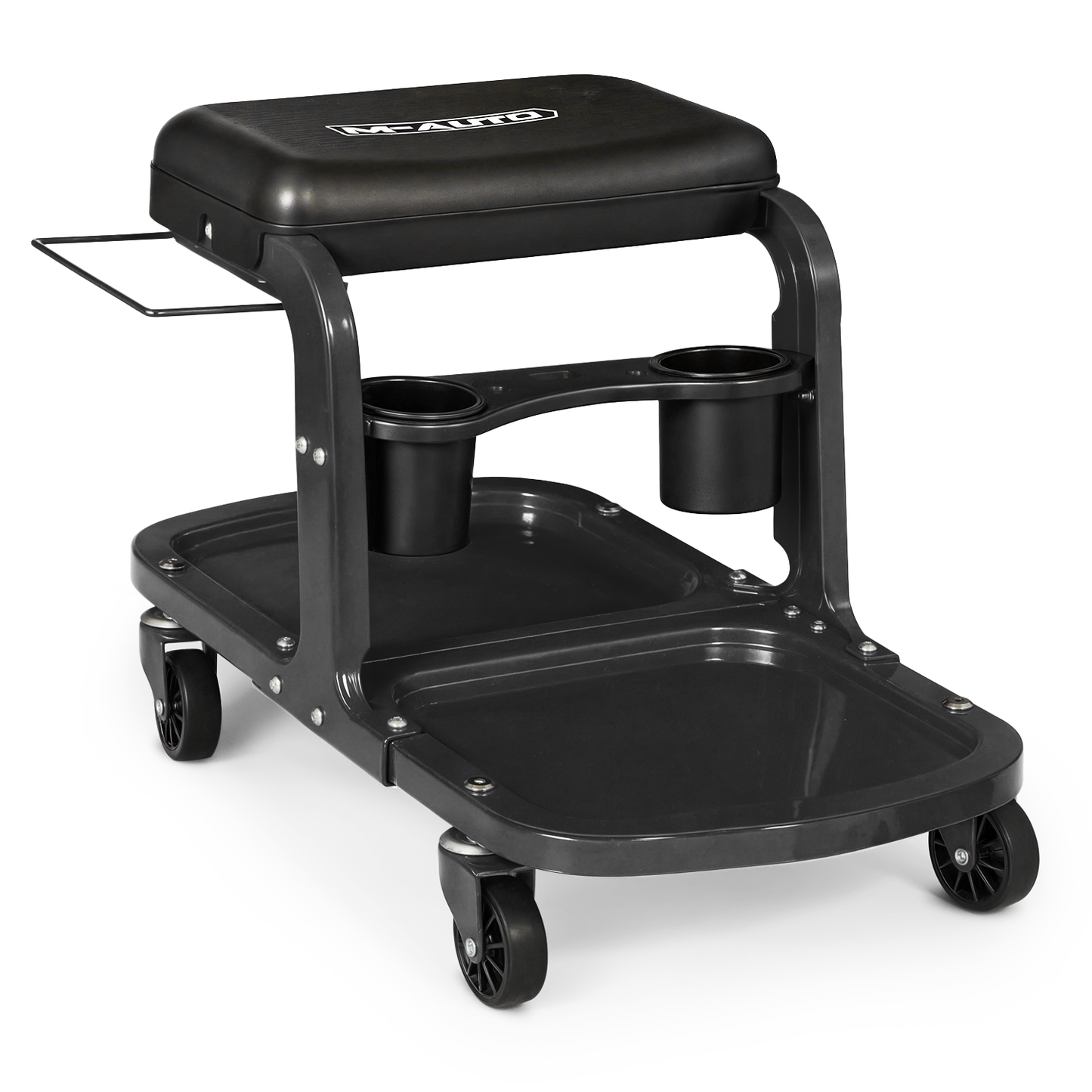 Roller Seat - Rectangular - 26.5 in. L 14.5 in. W 17.5 in. H - Built-in Tray - Black