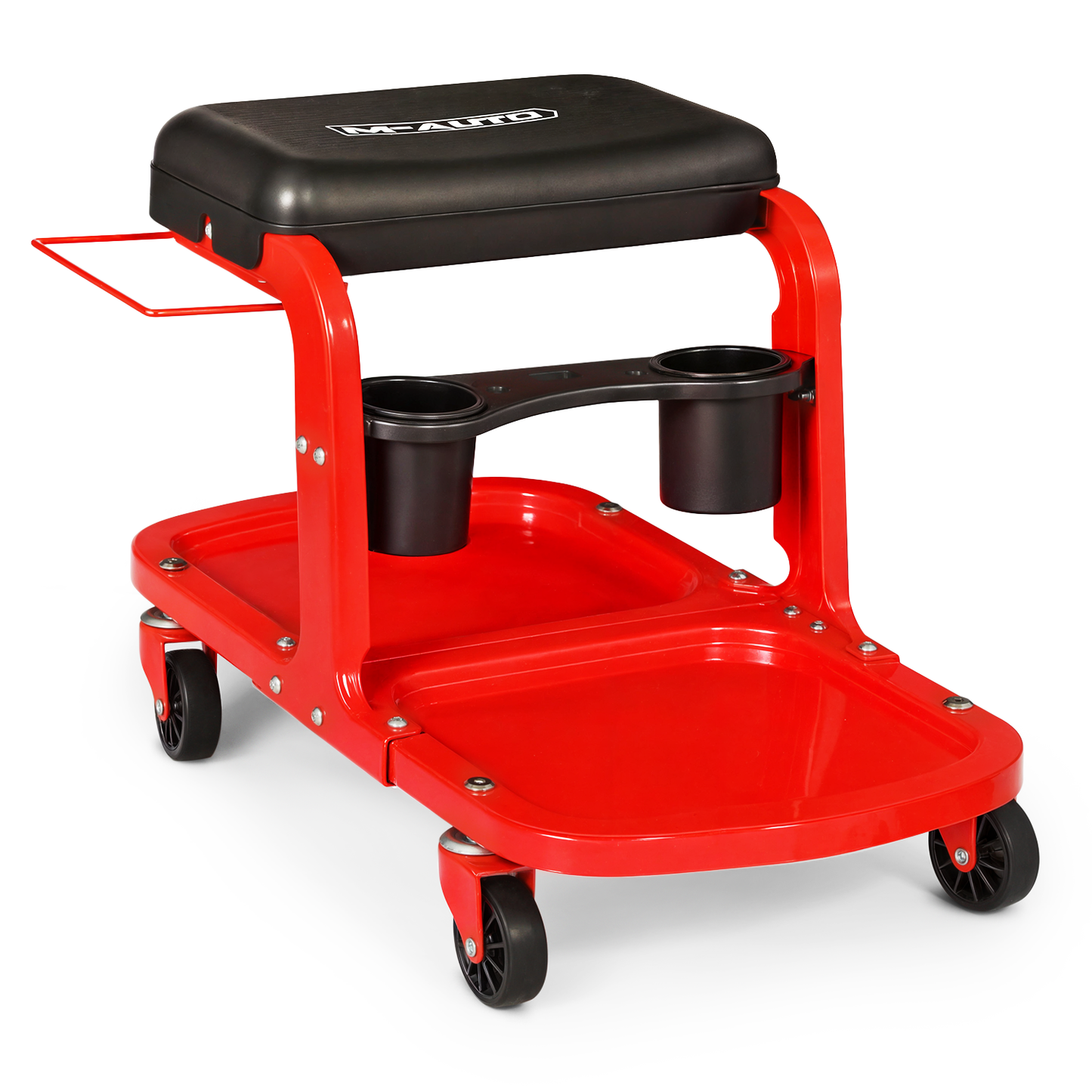 Roller Seat - Rectangular - 26.5 in. L 14.5 in. W 17.5 in. H - Built-in Tray - Black/Red