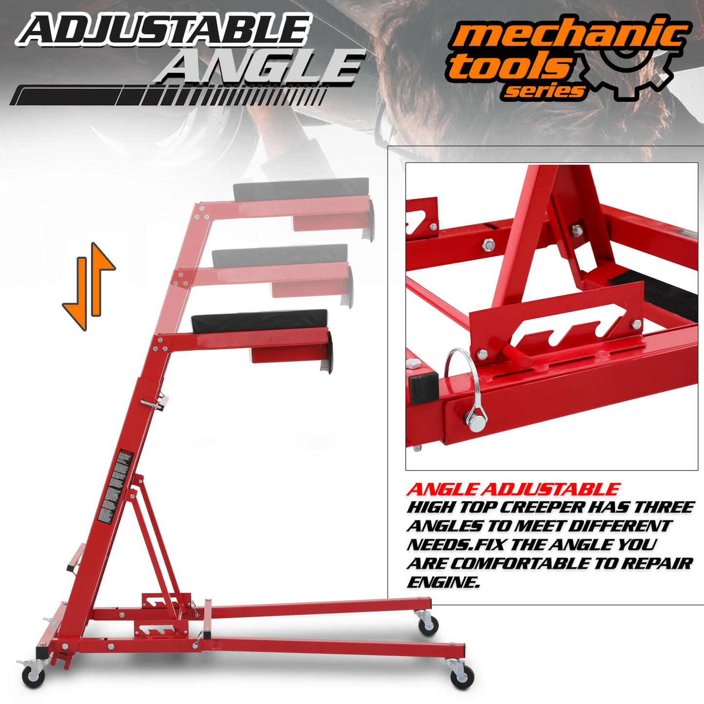 50.5''-67.5'' Height Adjustable Top Side Creeper