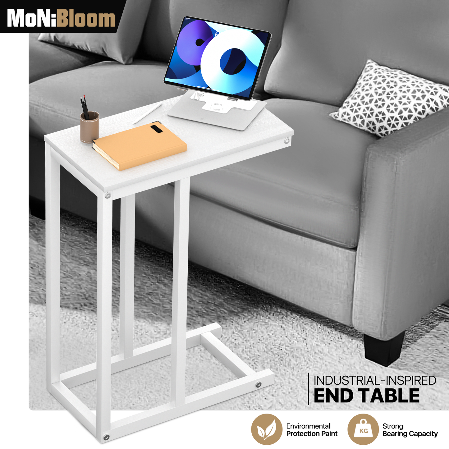 C Shaped Side End Table 18"x10"x25"