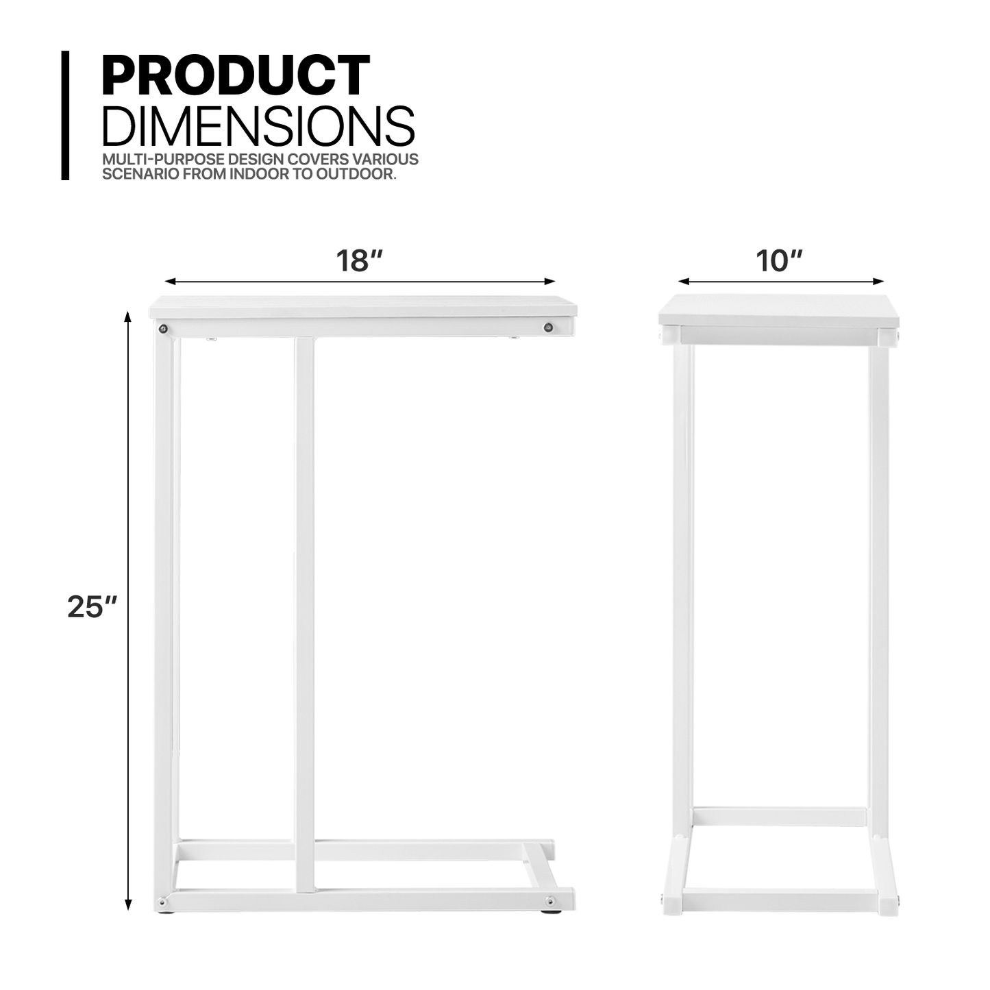 C Shaped Side End Table 18"x10"x25"