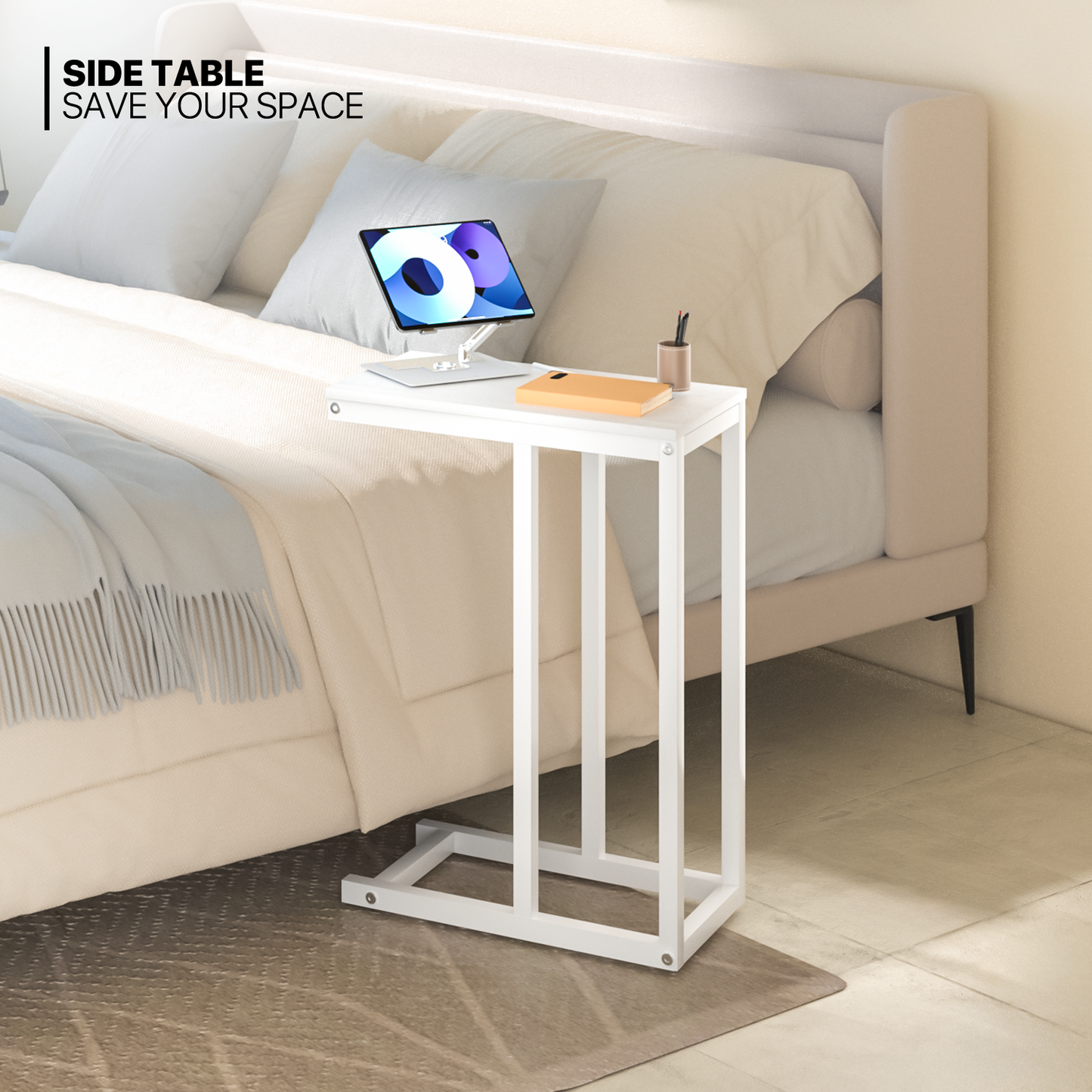 C Shaped Side End Table 18"x10"x25"