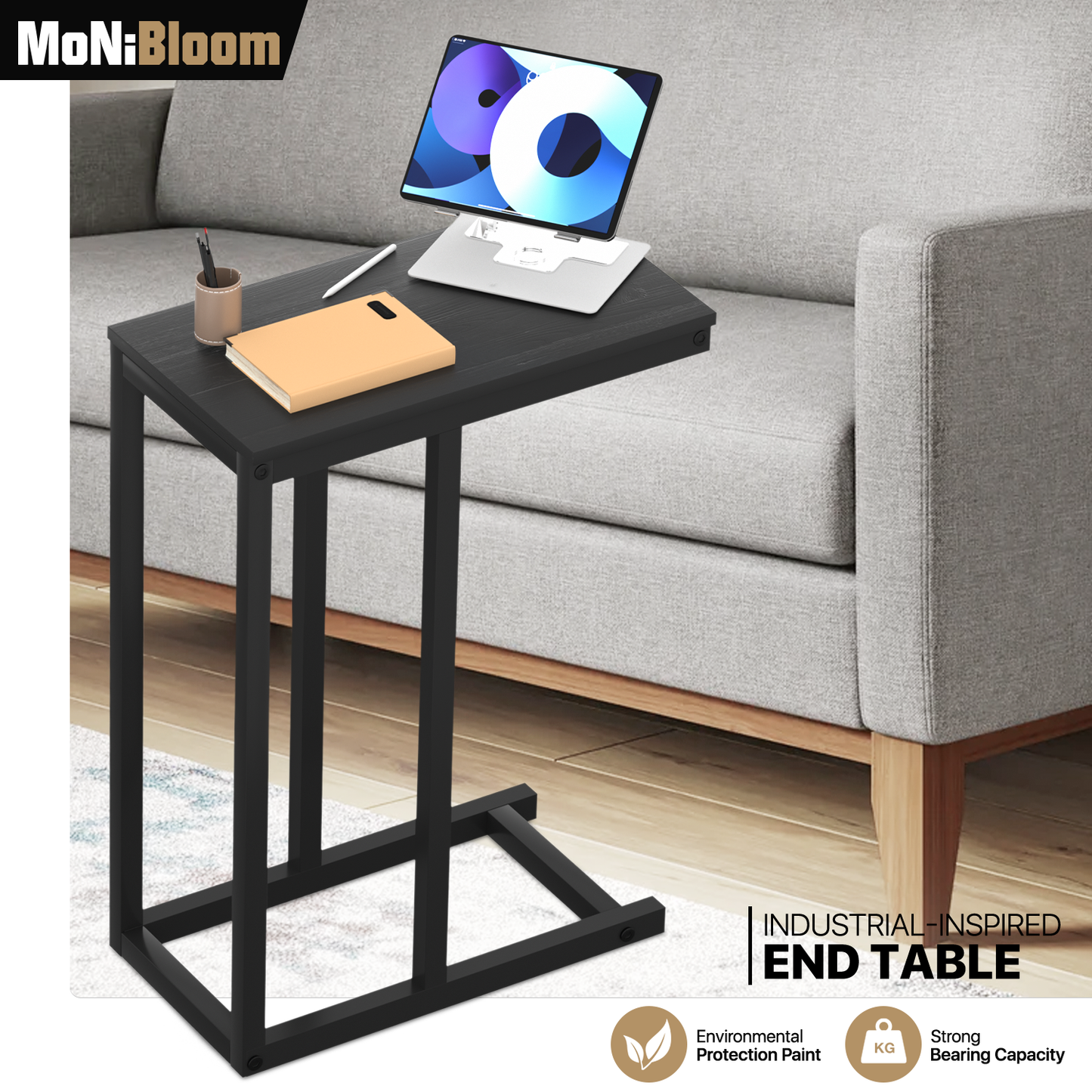 C Shaped Side End Table 18"x10"x25"