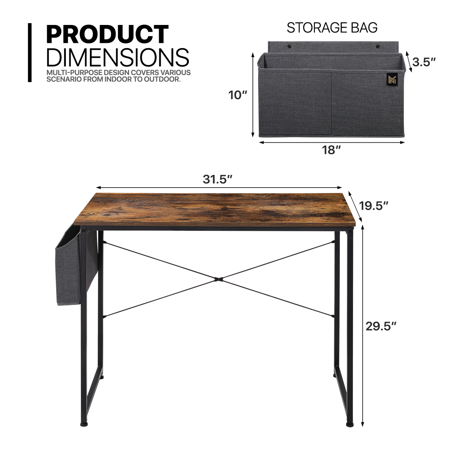 Tiger Stripes Wood Computer Desk (Various sizes) - with Storage Bag