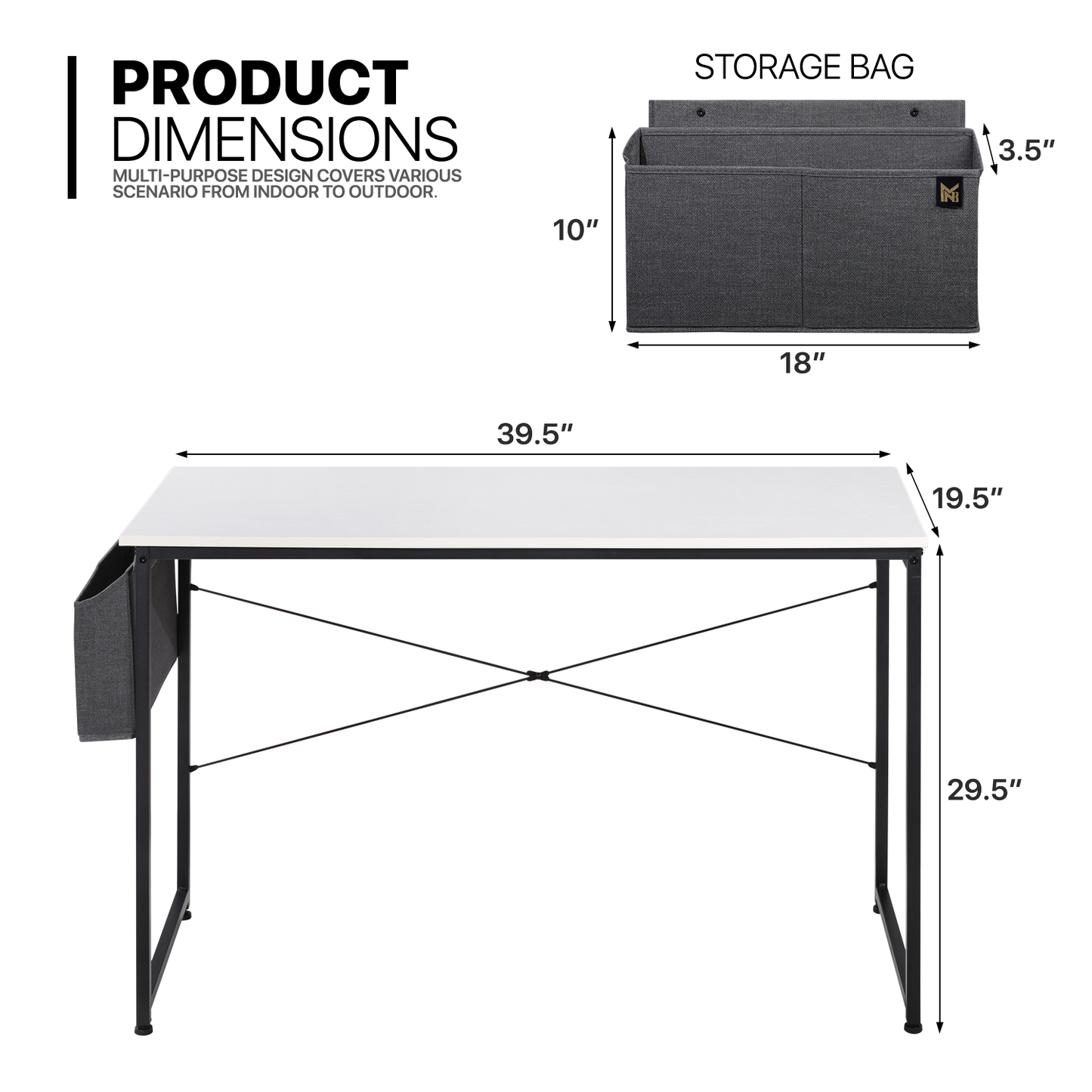 White Willow Wood Computer Desk (Various sizes) - with Storage Bag