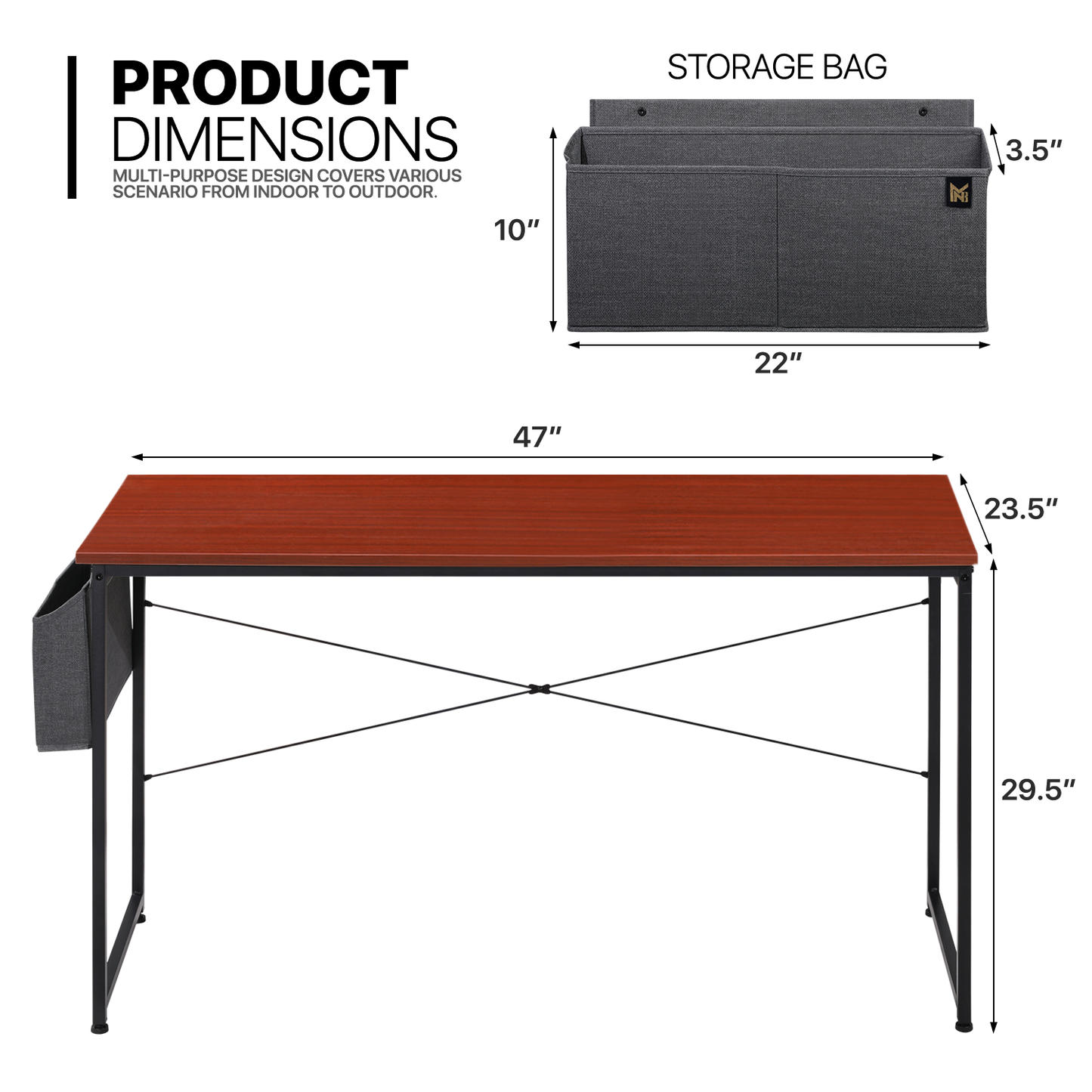 Teak Wood Computer Desk (Various sizes) - with Storage Bag