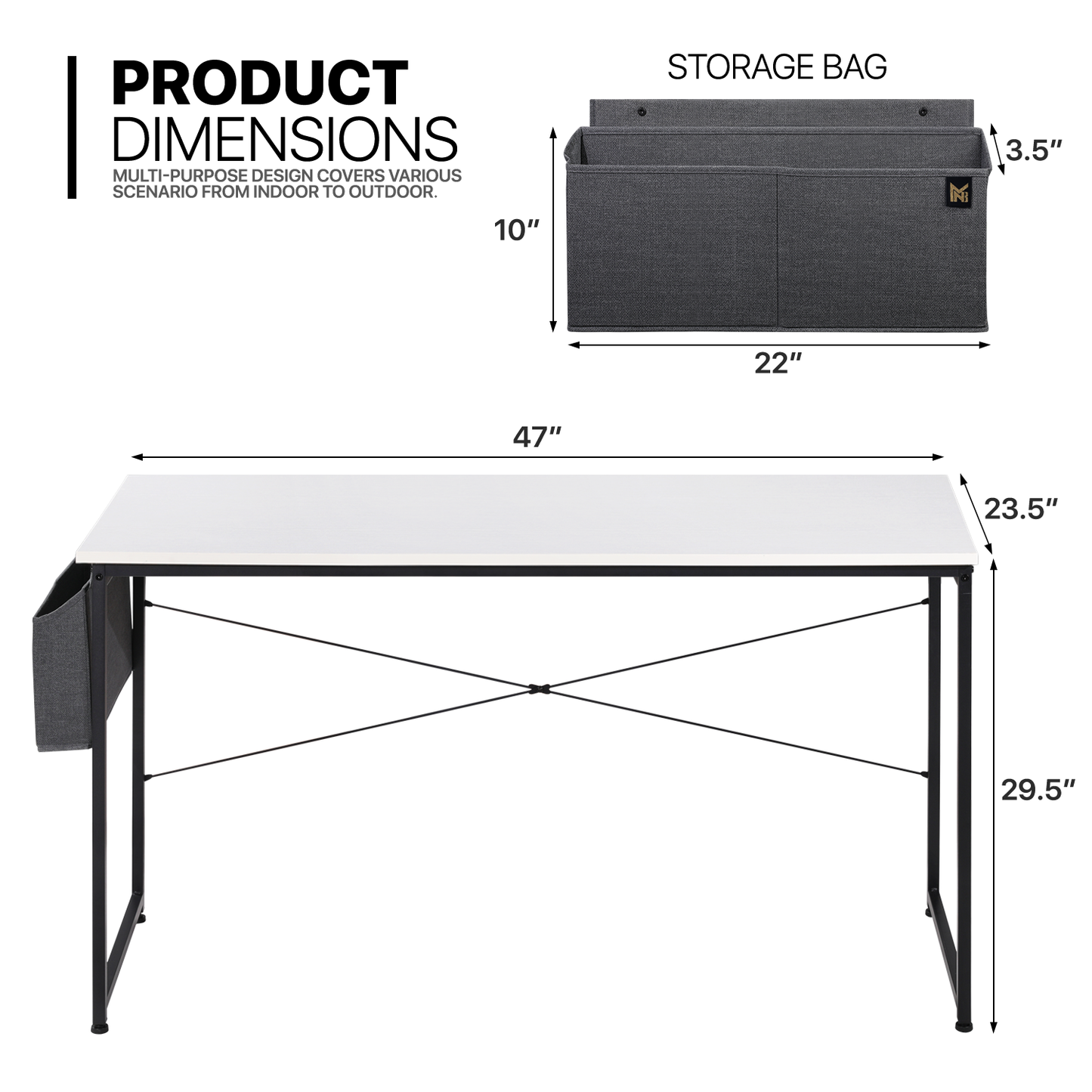 White Willow Wood Computer Desk (Various sizes) - with Storage Bag
