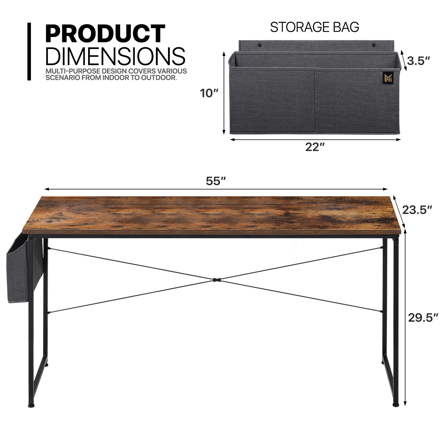 Tiger Stripes Wood Computer Desk (Various sizes) - with Storage Bag