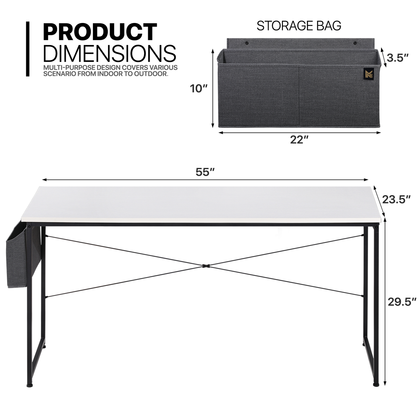 White Willow Wood Computer Desk (Various sizes) - with Storage Bag