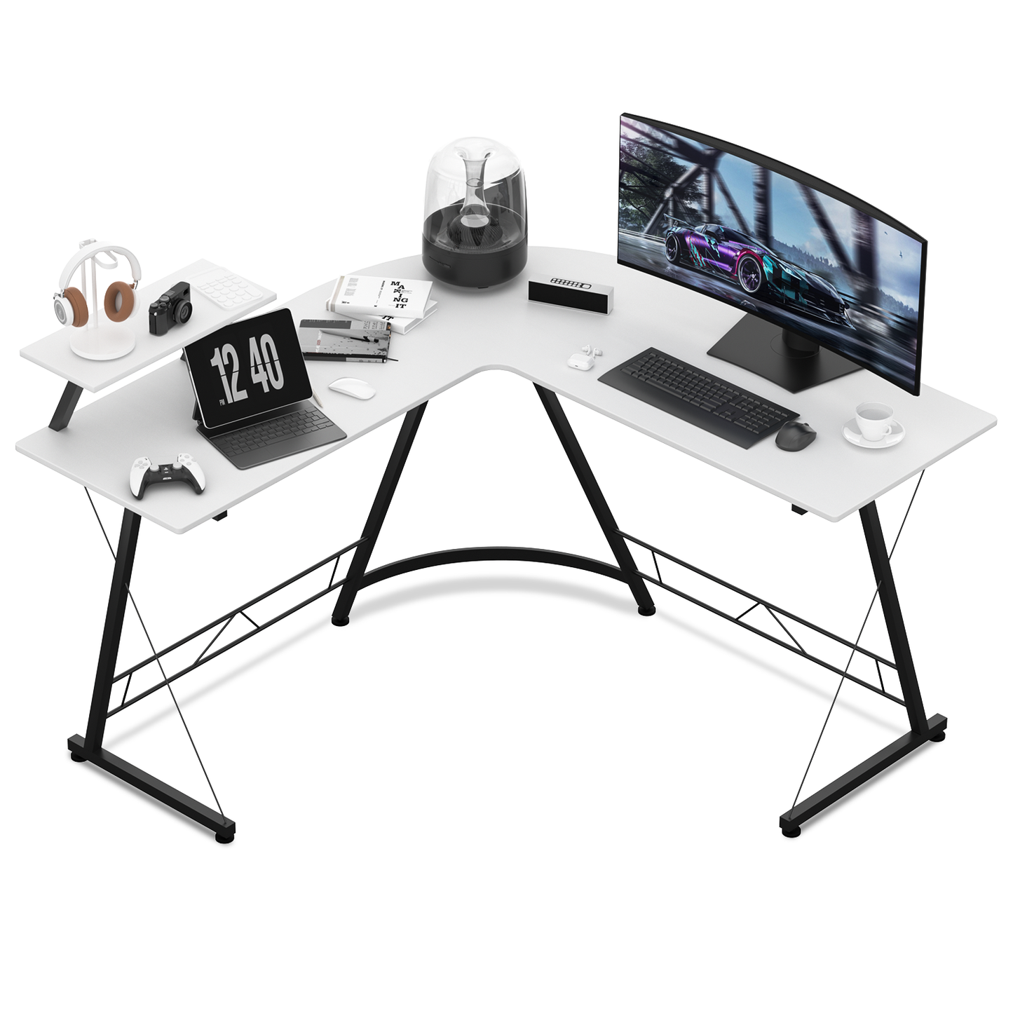 L-shape Corner Computer Desk - 51"x51"x29" - with Shelf